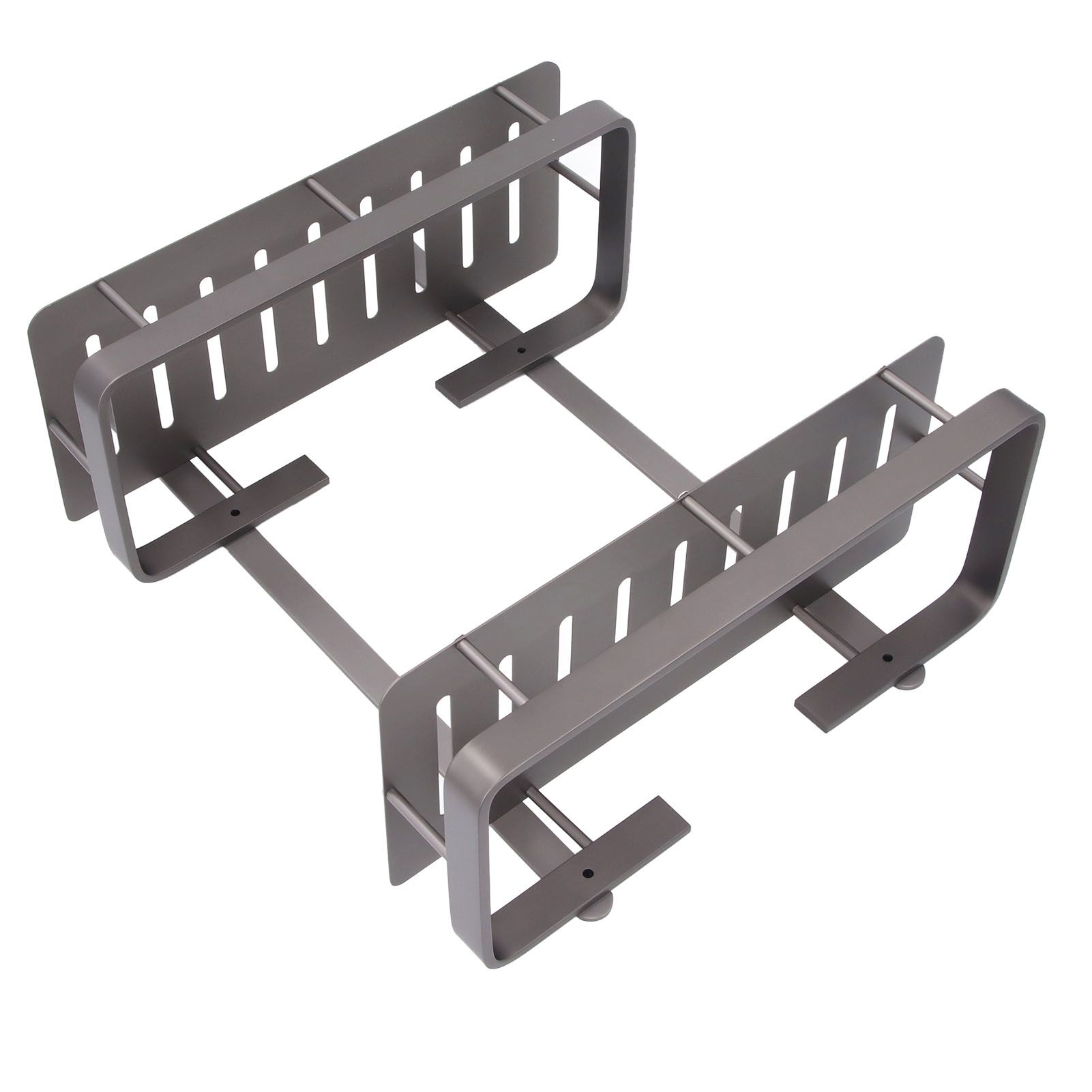 Bathroom Storage Shelf Double Layer Aluminium Alloy Surrounding Edges Wall view 7