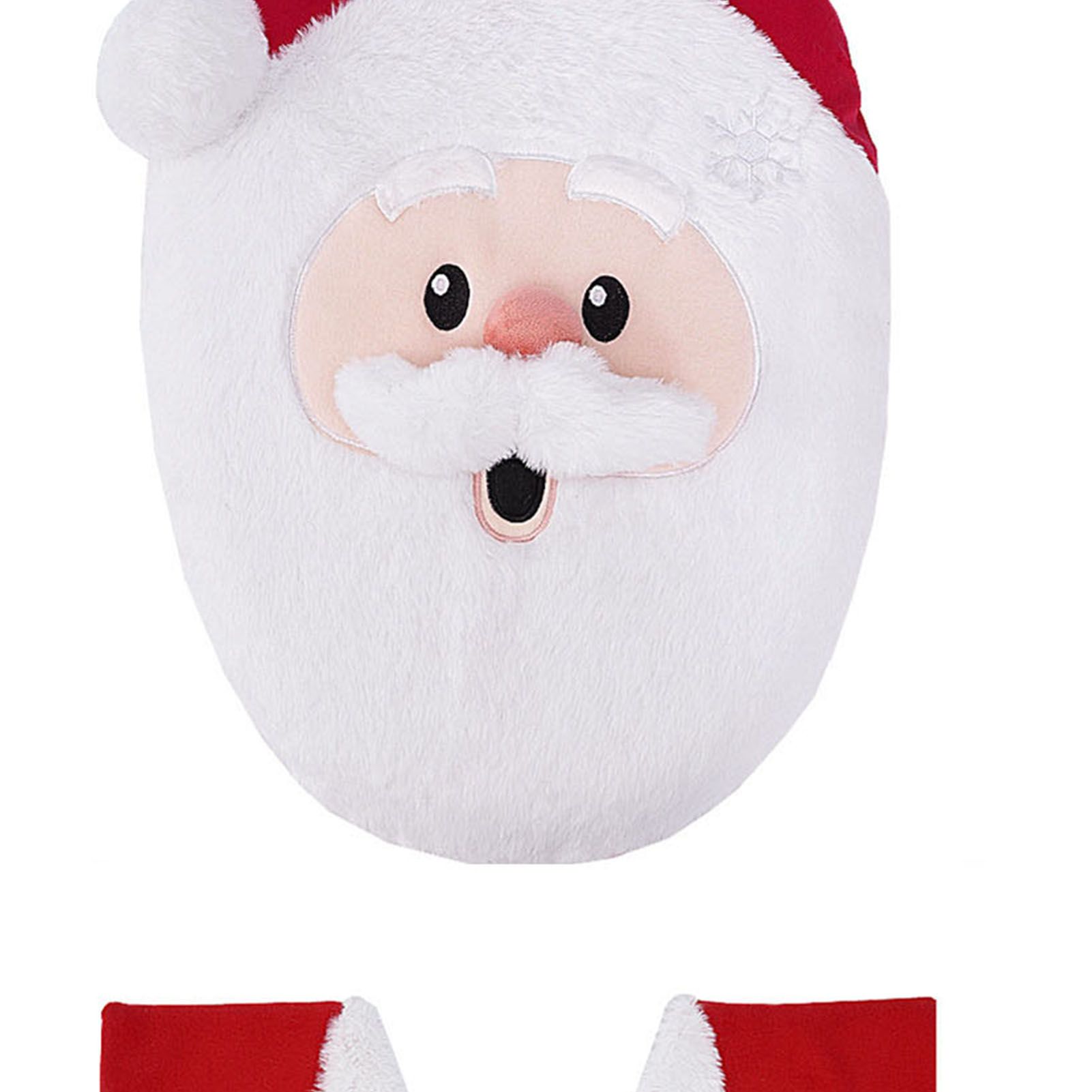 4Pcs Xmas Toilet Seat Cover Set Soft Cute Look Protective Santa Toilet Seat view 5