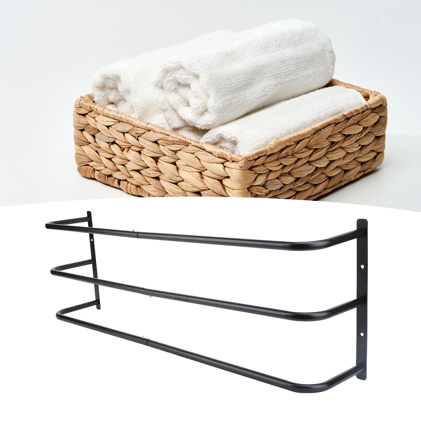 Rolled Towels Rack Three Tubes Iron Wall Mounted Bath Towel Holder Vertical view 11