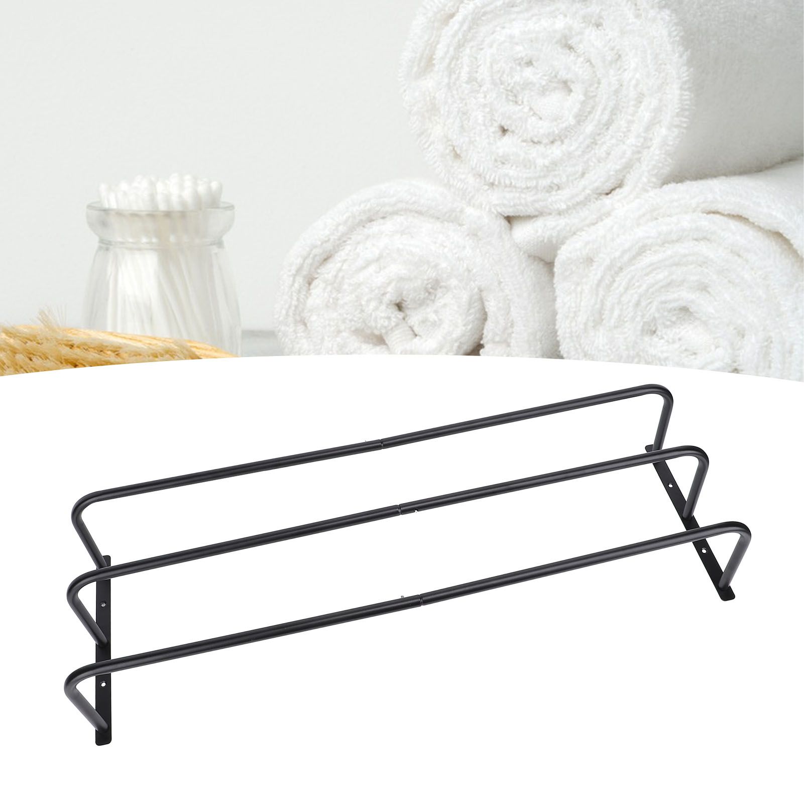 Rolled Towels Rack Three Tubes Iron Wall Mounted Bath Towel Holder Vertical view 12