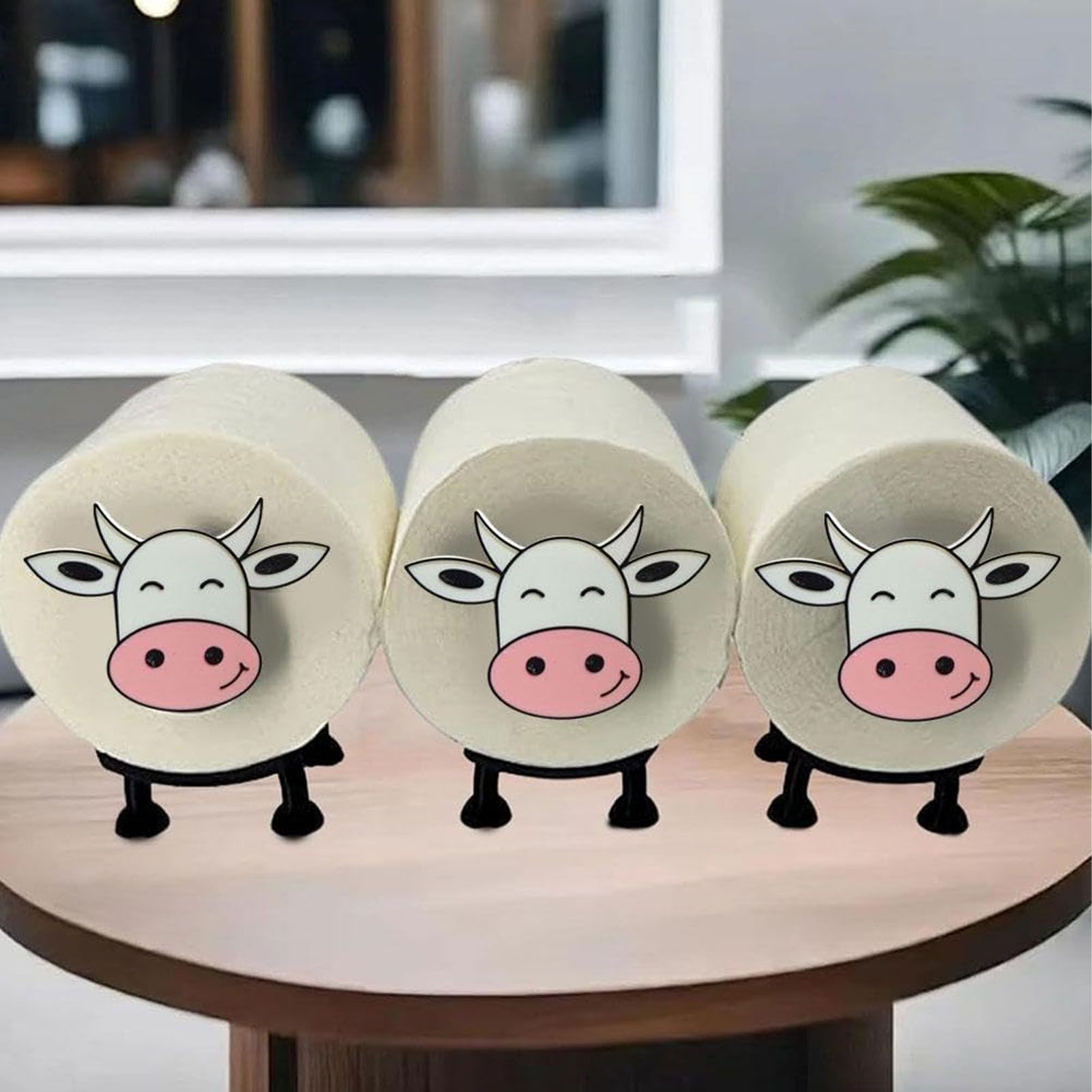 Cow Toilet Roll Holder Plastic Easy Using Decorative Tissue Paper Roll Storage view 12