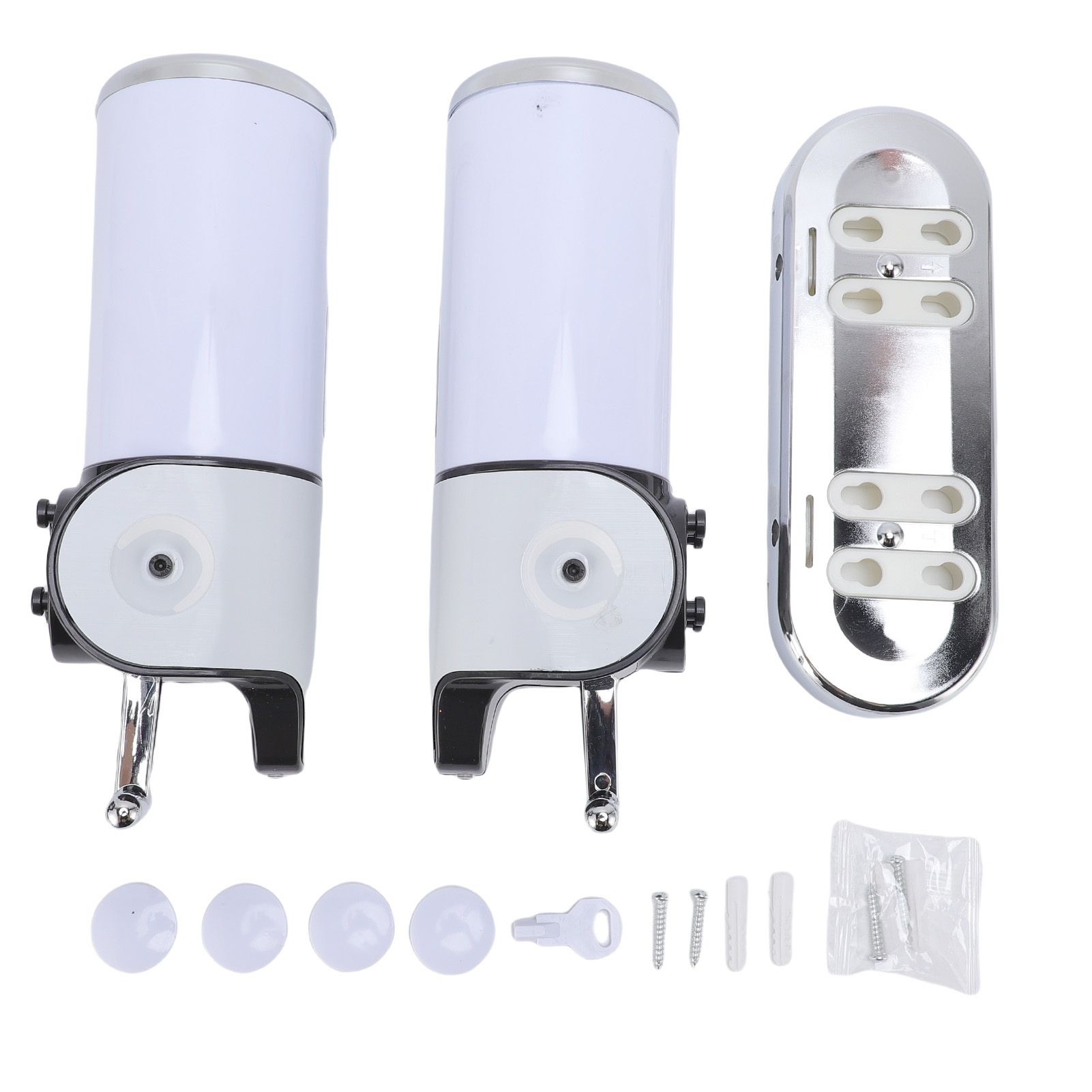 Wall Mount Soap Dispenser Double Cylinder 1000ml Manual Wall Mounted Bathroom view 2