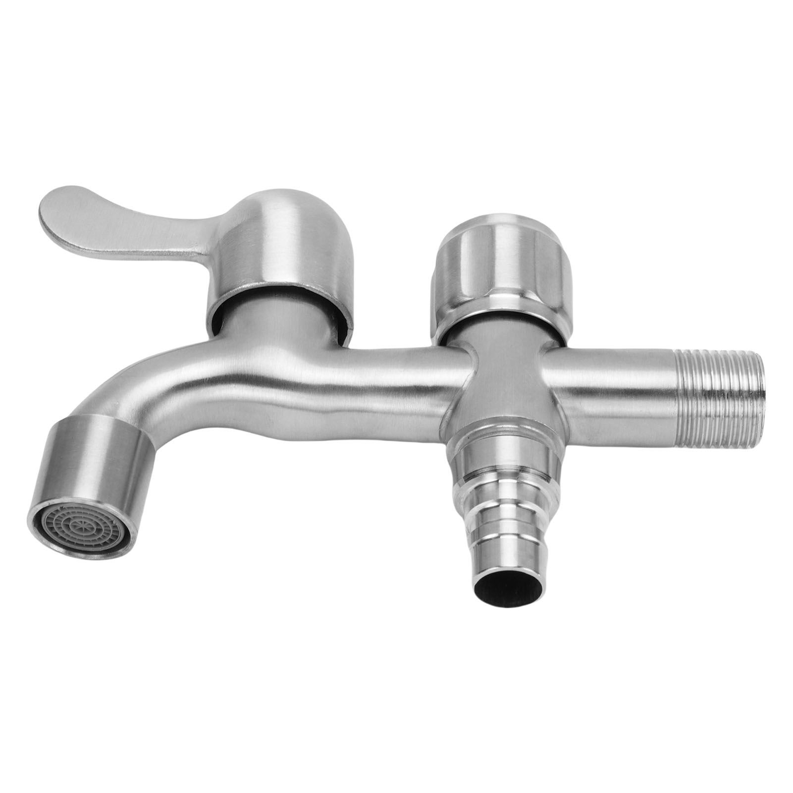 G1/2 Faucet 304 Stainless Steel Quick Opening Double Outlets Lengthened Water view 6