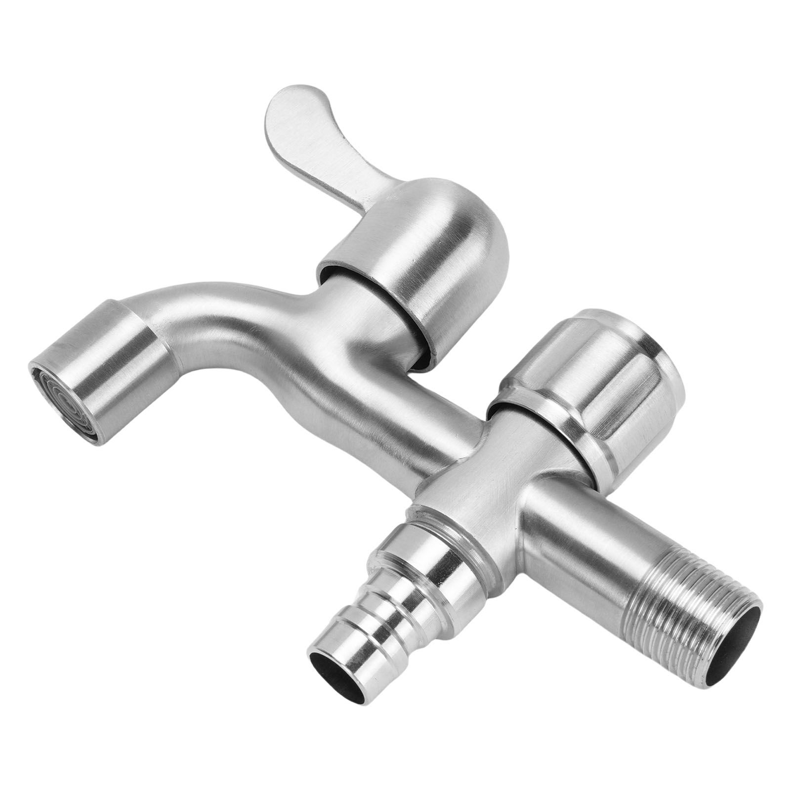 G1/2 Faucet 304 Stainless Steel Quick Opening Double Outlets Lengthened Water view 9