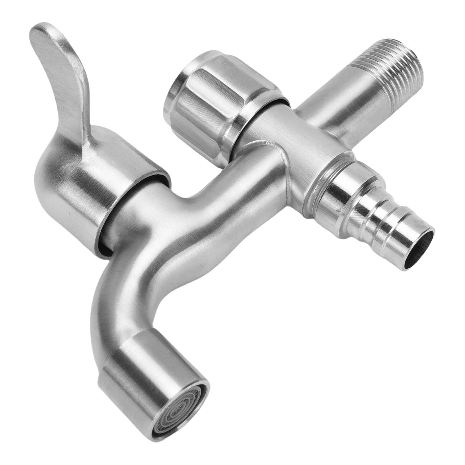 G1/2 Faucet 304 Stainless Steel Quick Opening Double Outlets Lengthened Water view 11