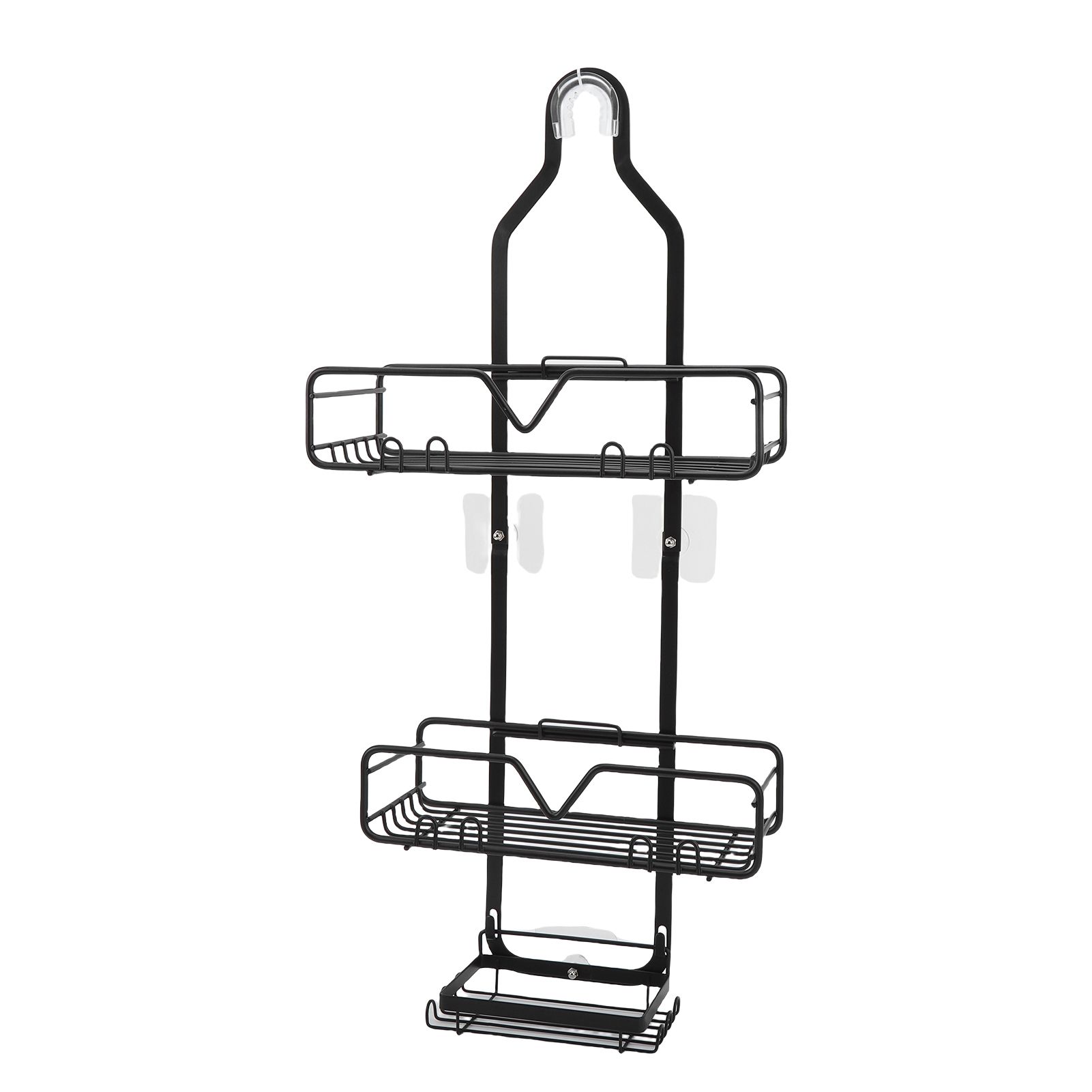 Hanging Shower Organizer Frosted Black Minimalist Modern Multi Layer High view 4