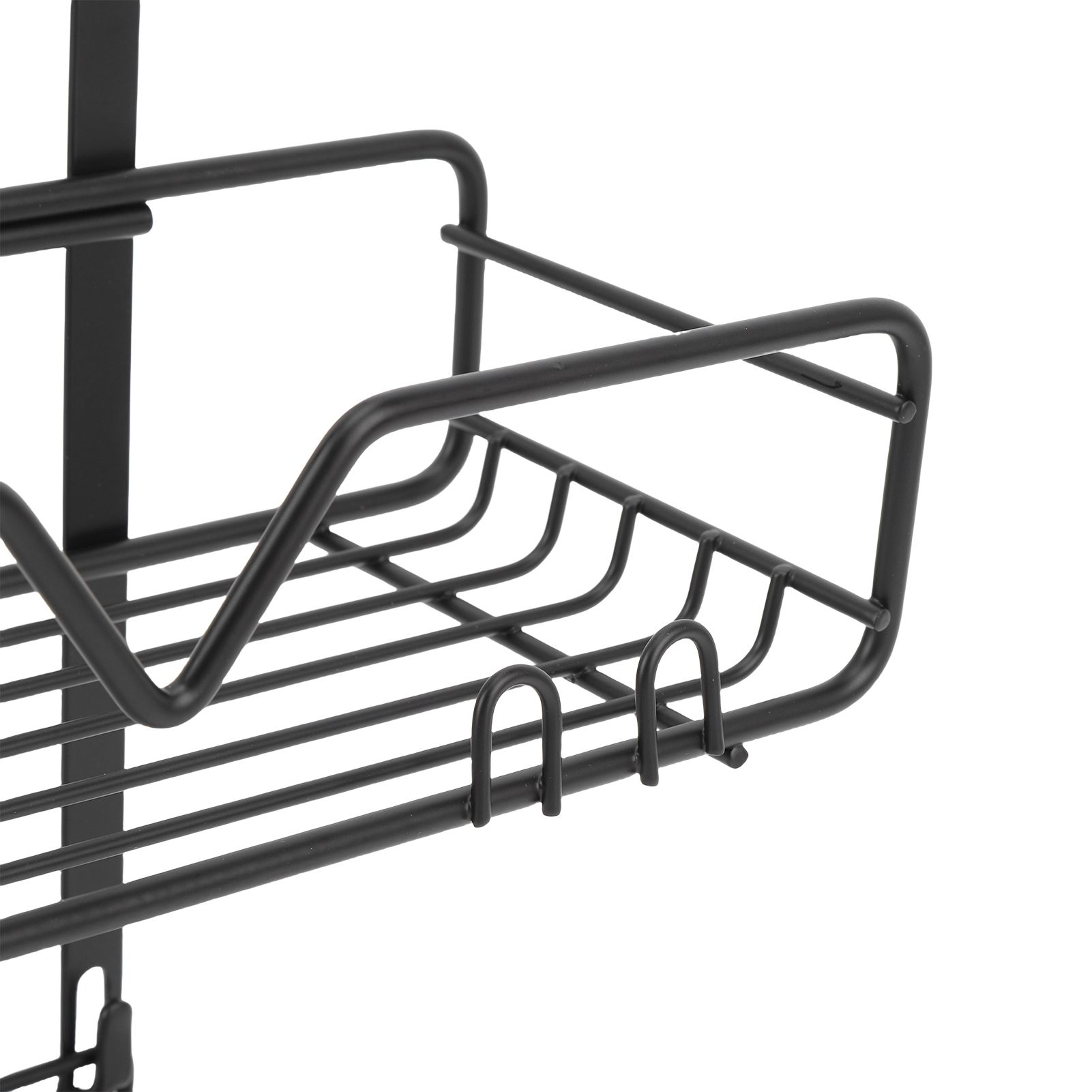 Hanging Shower Organizer Frosted Black Minimalist Modern Multi Layer High view 5