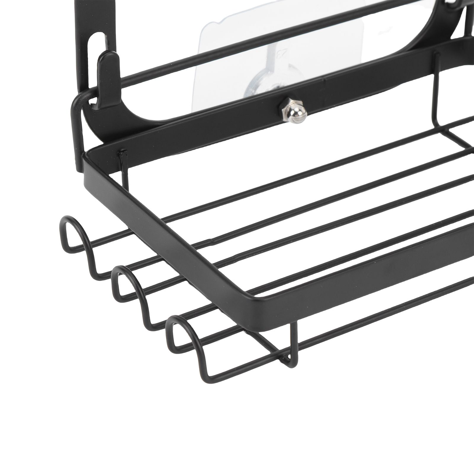 Hanging Shower Organizer Frosted Black Minimalist Modern Multi Layer High view 7