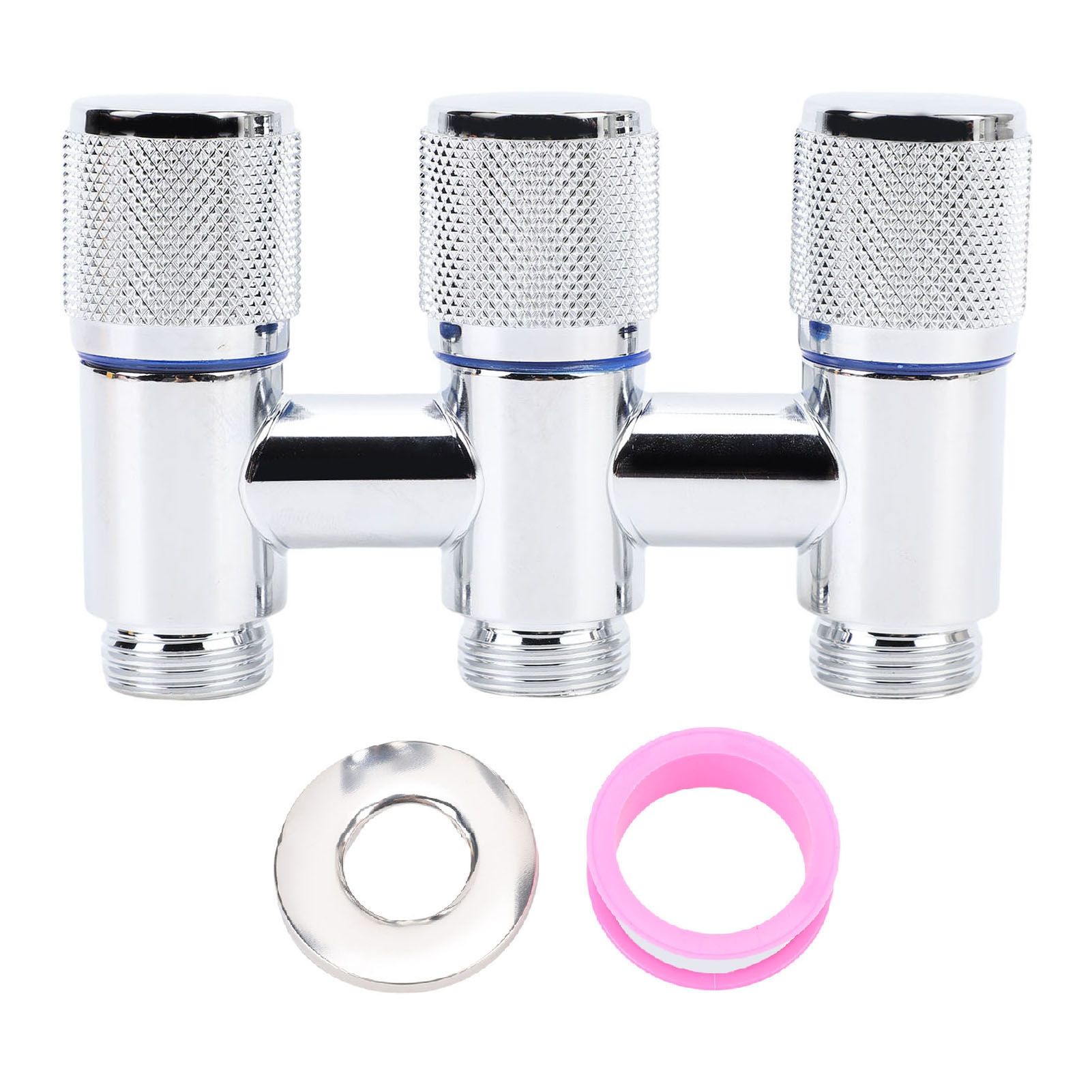 1 in 3 Out Faucet G1/2 Male Thread Stainless Steel 3 Way Water Splitter for view 3