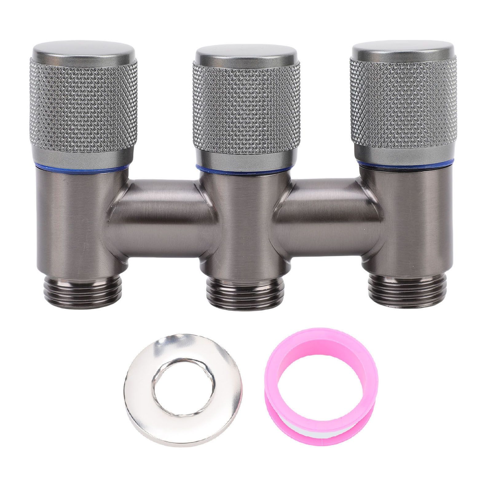 1 in 3 Out Faucet G1/2 Male Thread Stainless Steel 3 Way Water Splitter for view 3