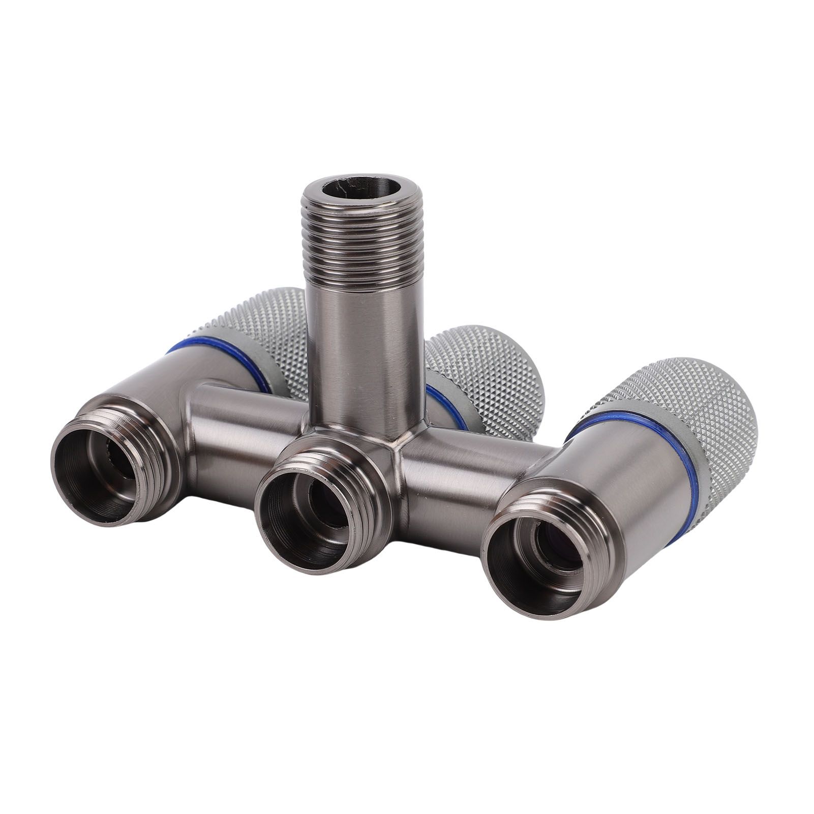 1 in 3 Out Faucet G1/2 Male Thread Stainless Steel 3 Way Water Splitter for view 12