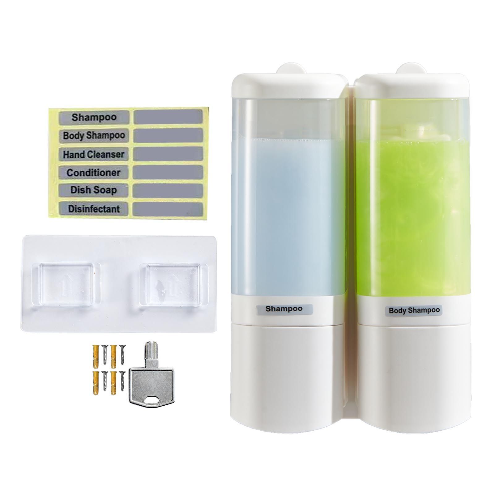 Manual Liquid Soap Dispenser 2 Chambers 480ml Leakproof Wall Mount Soap and view 3