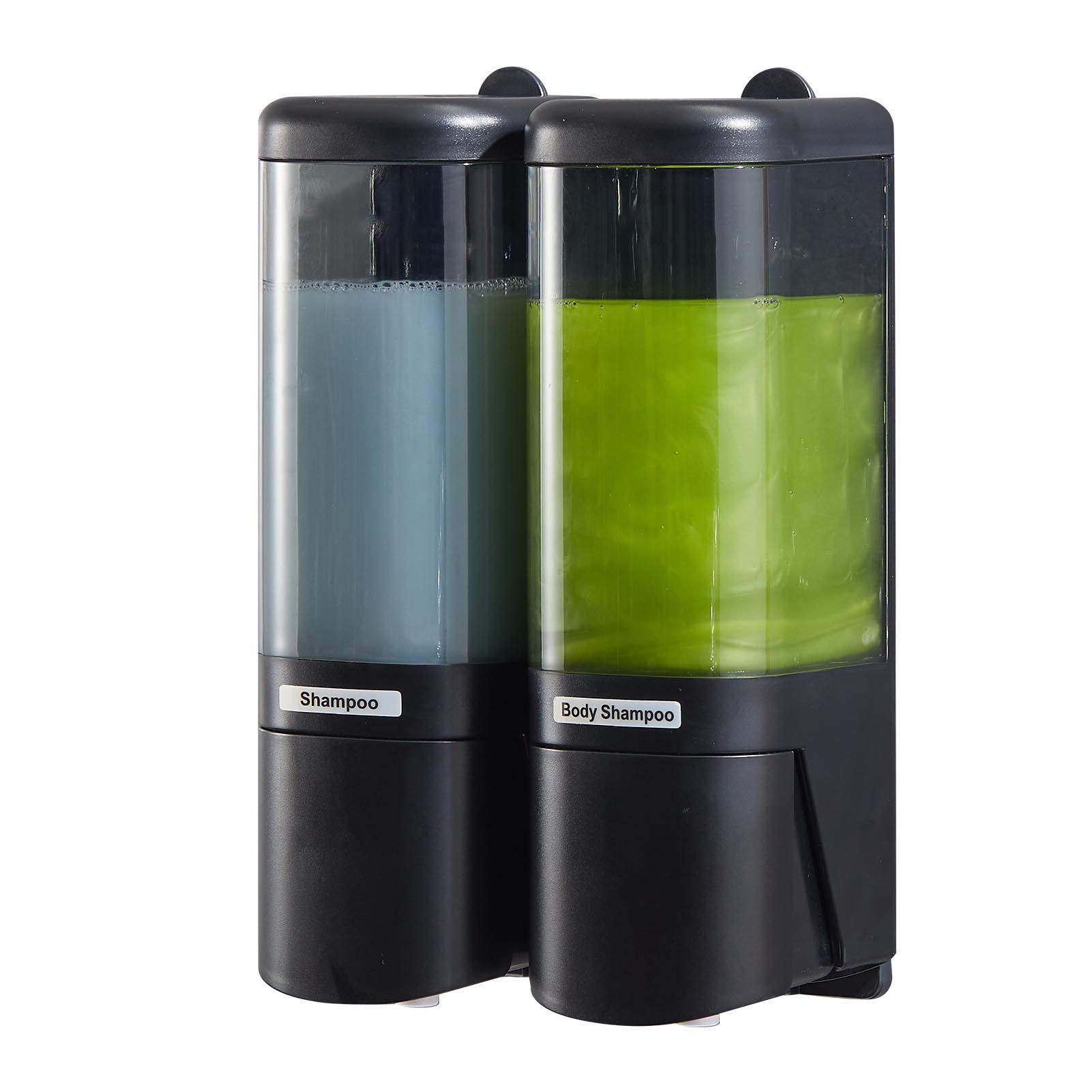 Manual Liquid Soap Dispenser 2 Chambers 480ml Leakproof Wall Mount Soap and