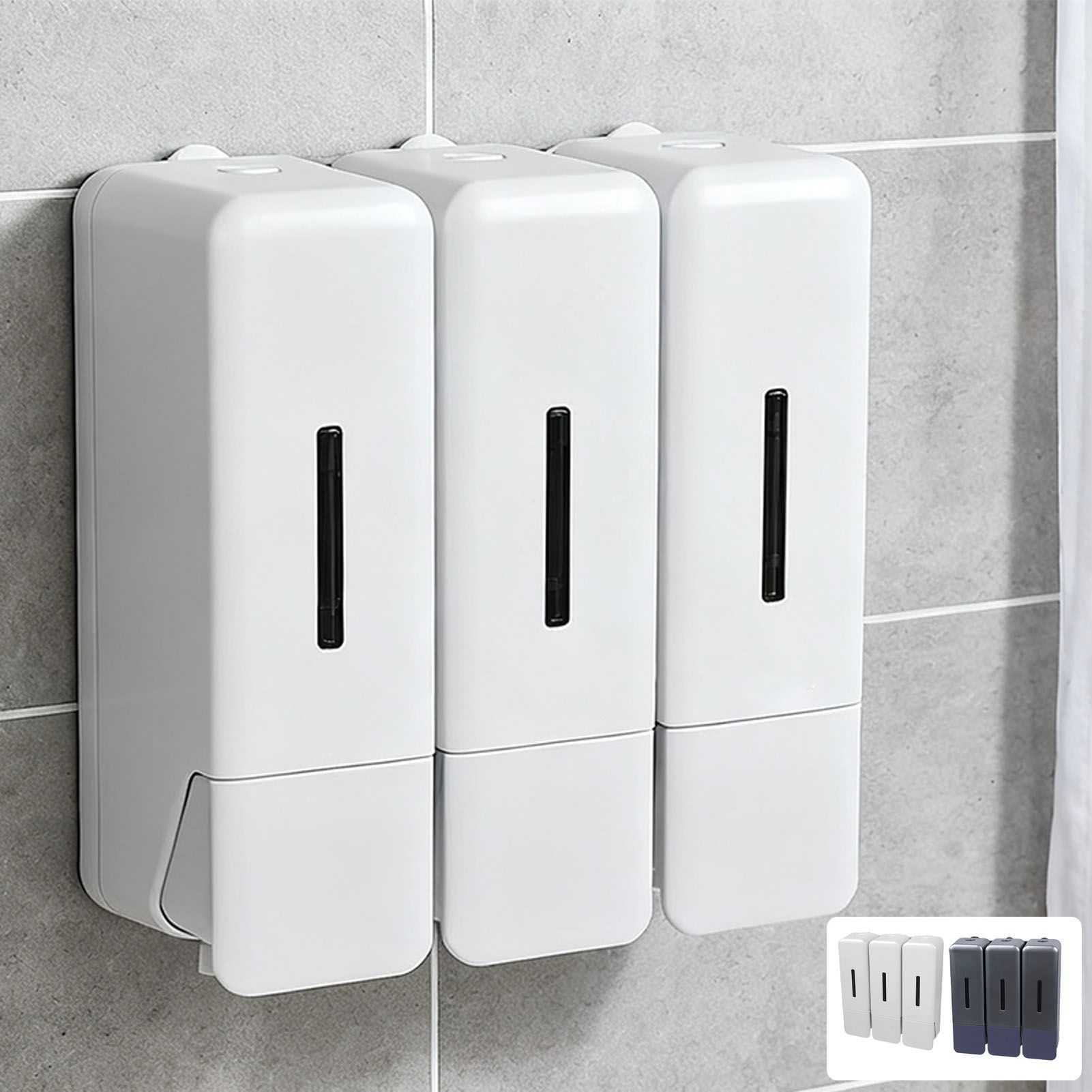 Shower Soap Dispenser 250ml 3 Chamber Leakproof Wall Mount Manual Shampoo and view 11
