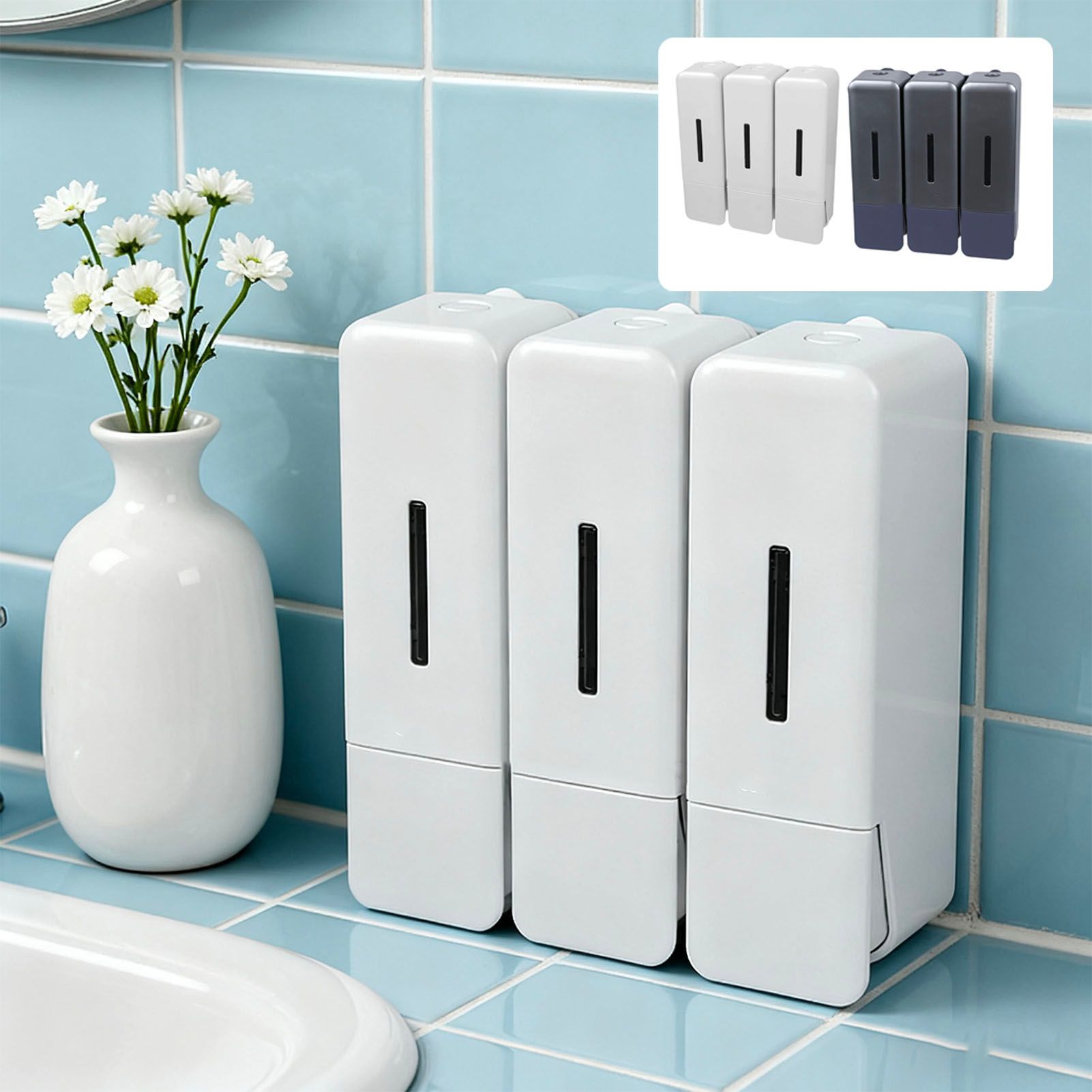 Shower Soap Dispenser 250ml 3 Chamber Leakproof Wall Mount Manual Shampoo and view 12