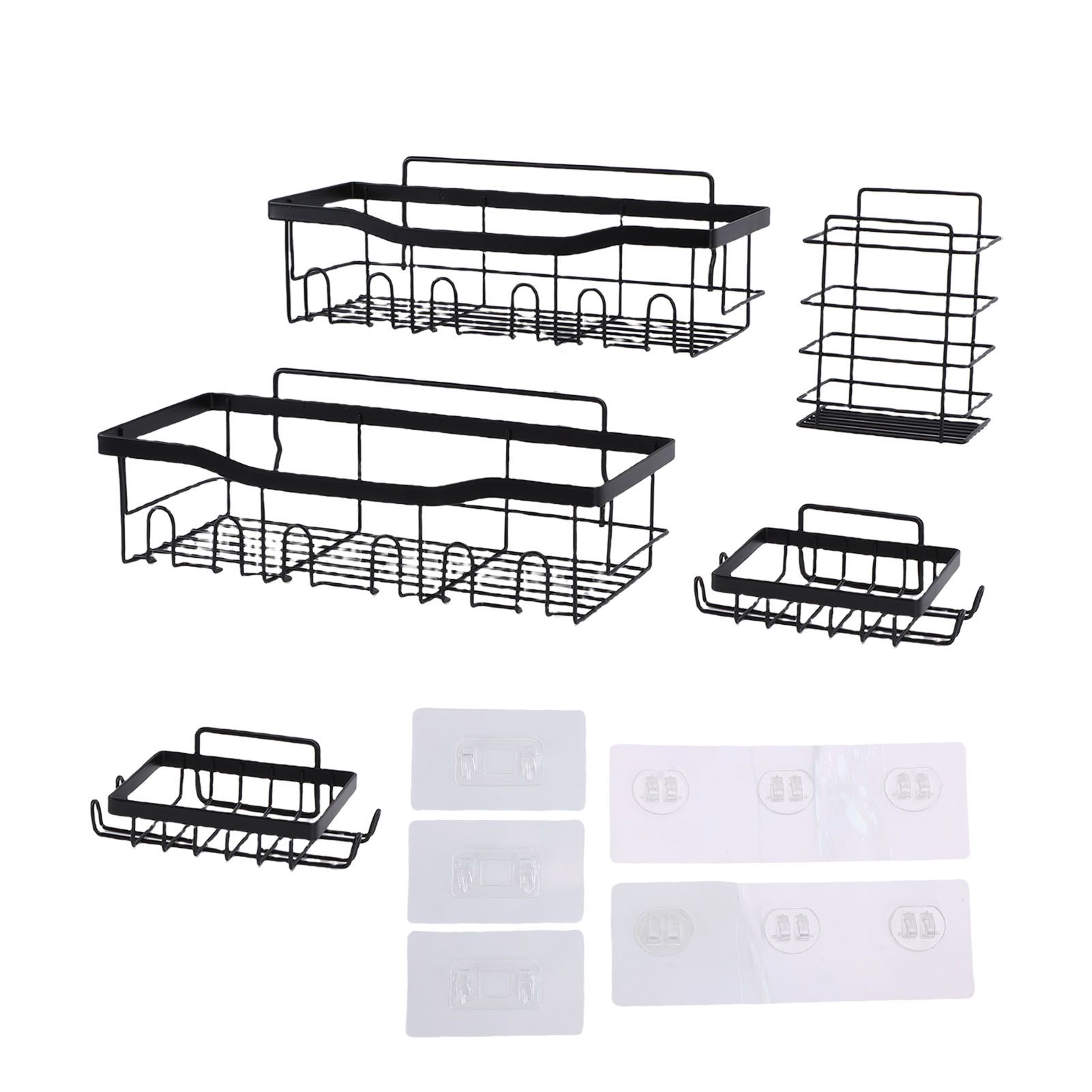 Wall Shower Shelf Carbon Steel Floating Mount Adjustable Height for Bathroom view 3