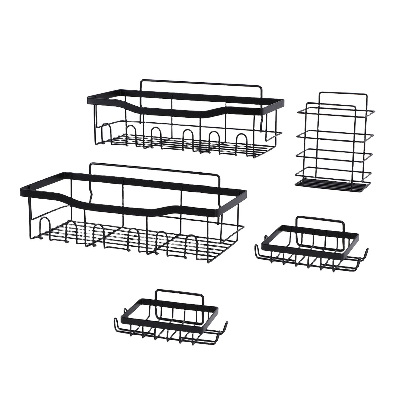 Wall Shower Shelf Carbon Steel Floating Mount Adjustable Height for Bathroom view 12
