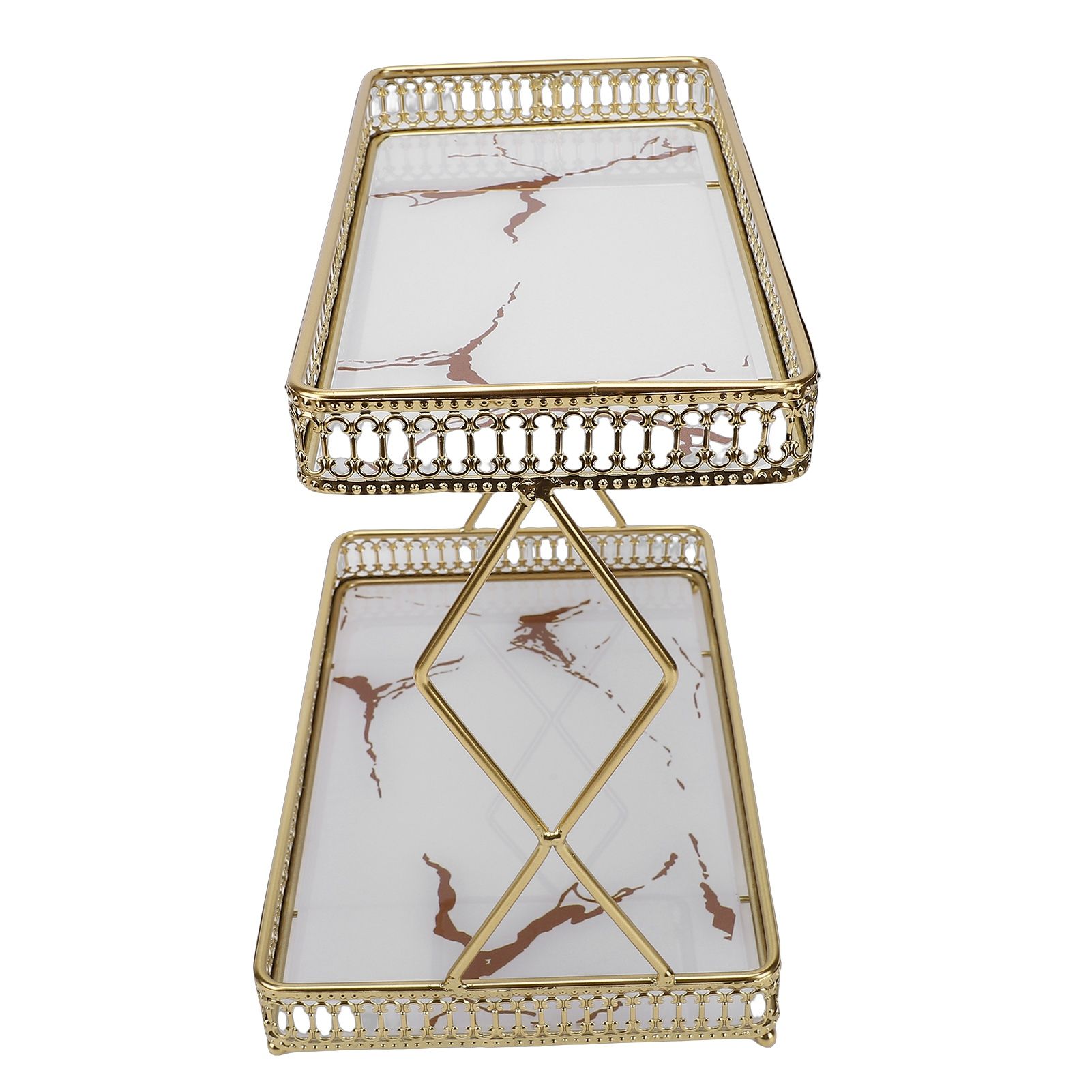 Bathroom Countertop Storage Shelf Space Saving Iron Glass 2 Tier Countertop