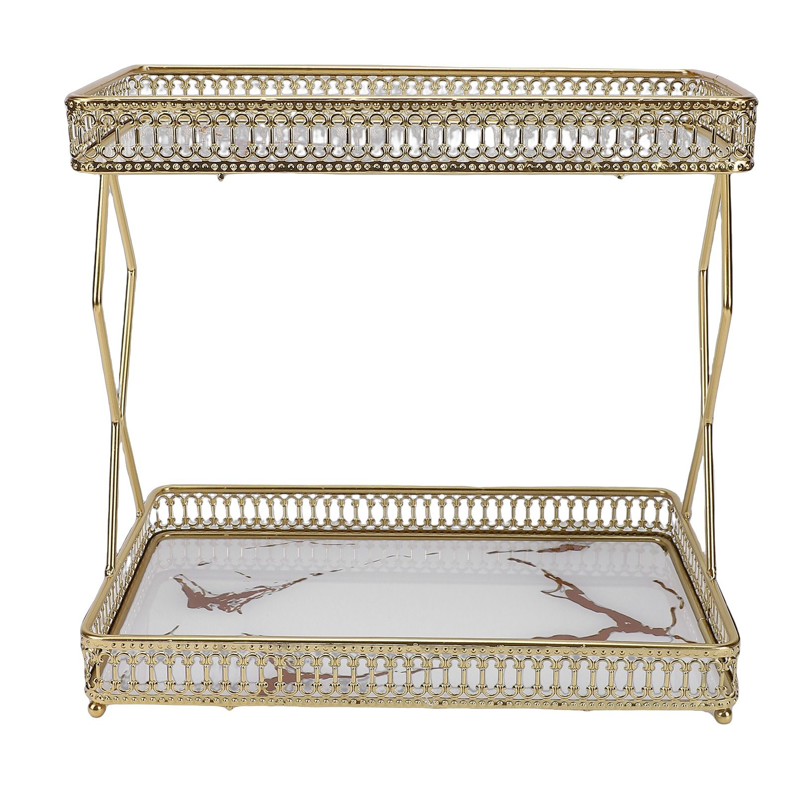 Bathroom Countertop Storage Shelf Space Saving Iron Glass 2 Tier Countertop view 3
