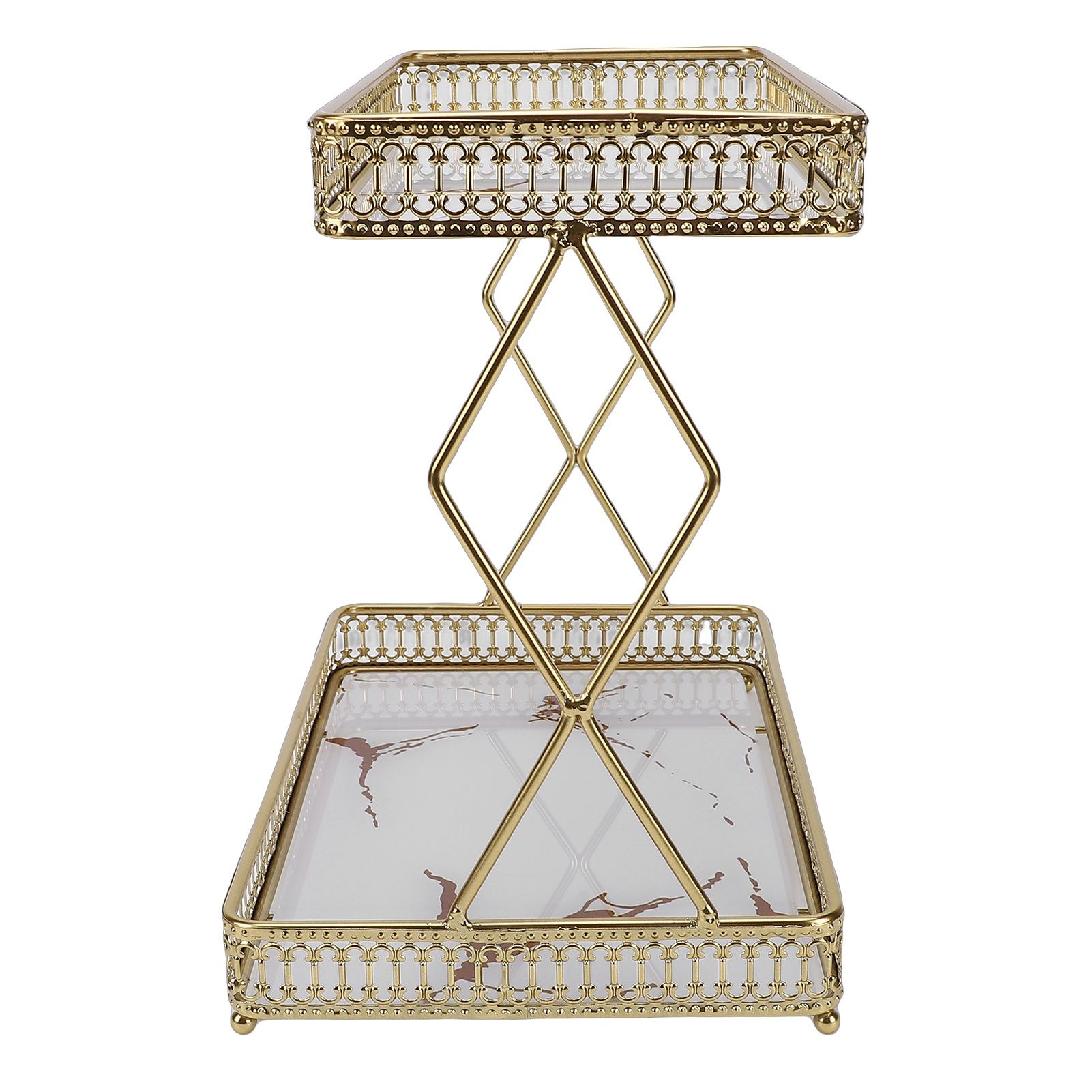 Bathroom Countertop Storage Shelf Space Saving Iron Glass 2 Tier Countertop view 4