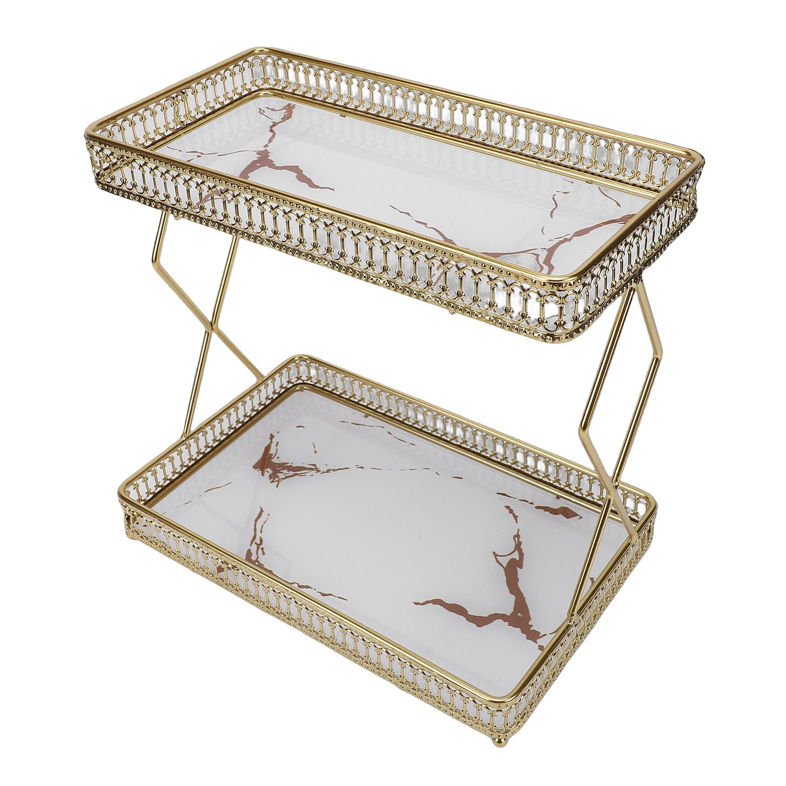 Bathroom Countertop Storage Shelf Space Saving Iron Glass 2 Tier Countertop view 6