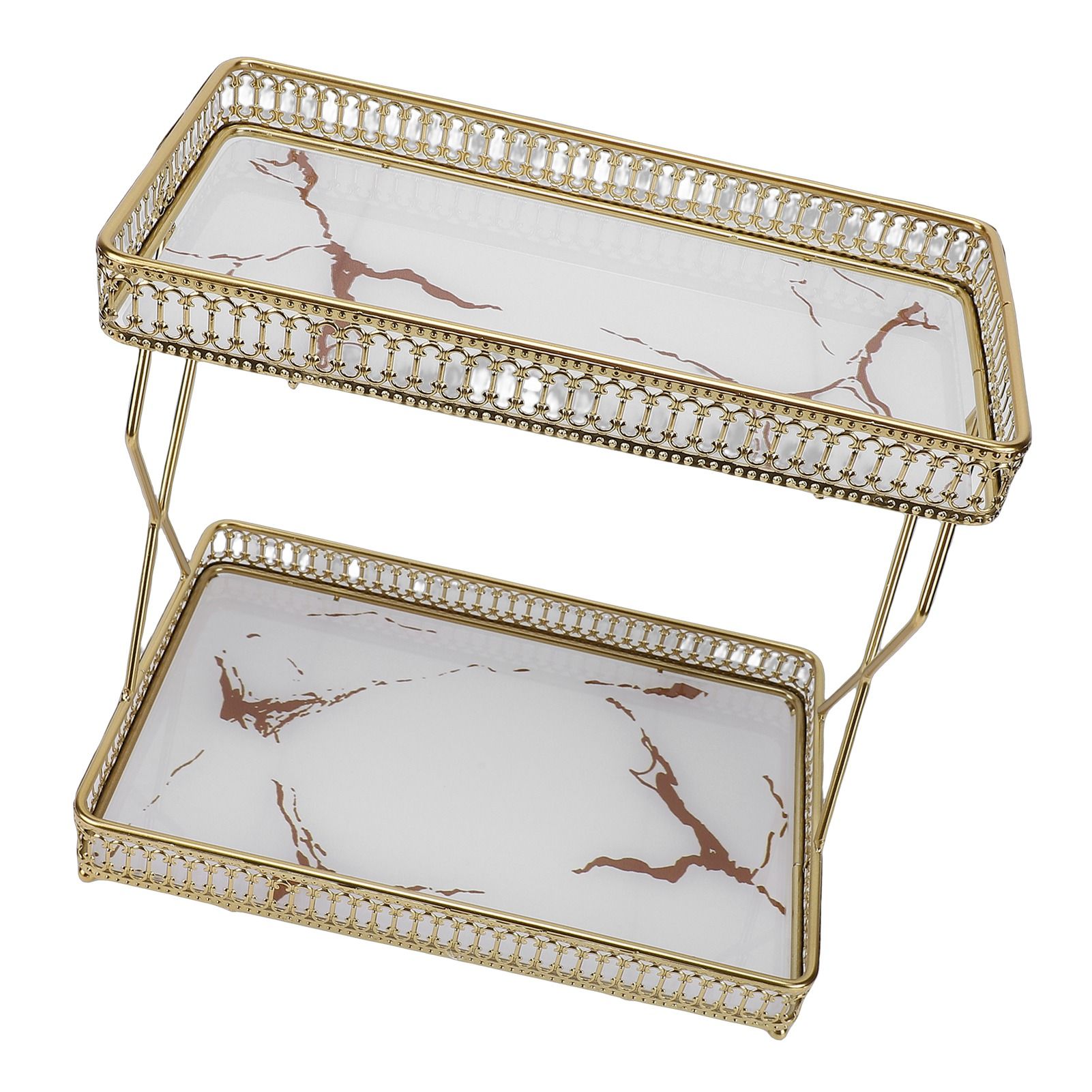 Bathroom Countertop Storage Shelf Space Saving Iron Glass 2 Tier Countertop view 7