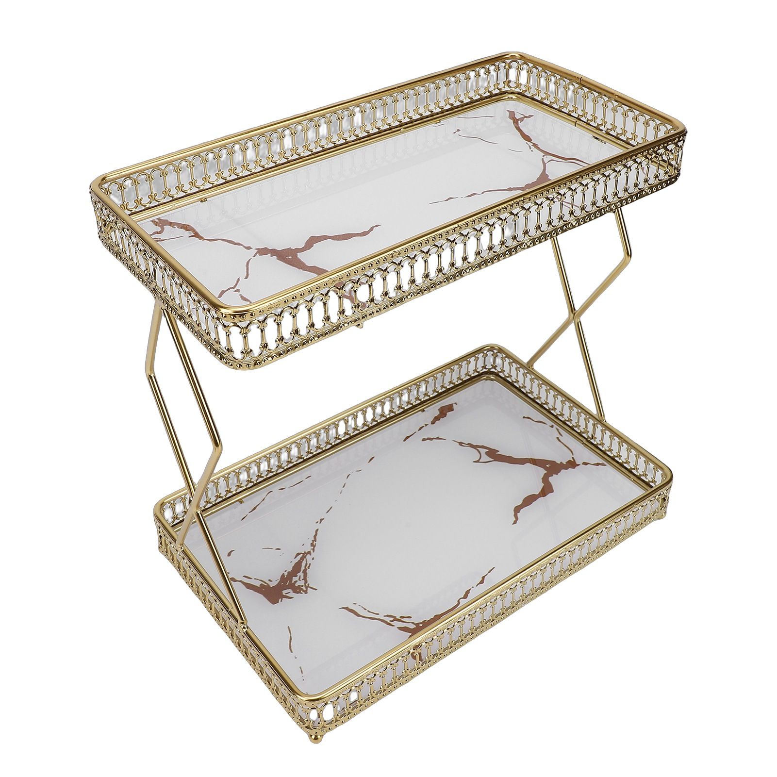 Bathroom Countertop Storage Shelf Space Saving Iron Glass 2 Tier Countertop view 8