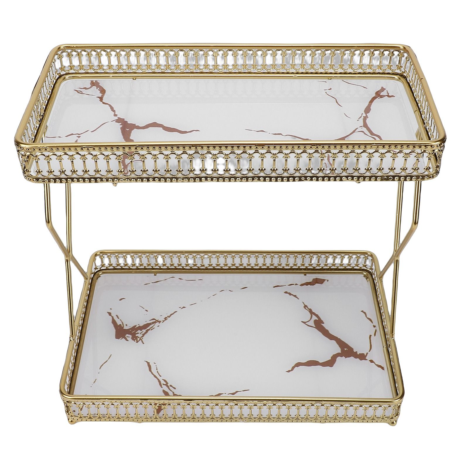 Bathroom Countertop Storage Shelf Space Saving Iron Glass 2 Tier Countertop view 9
