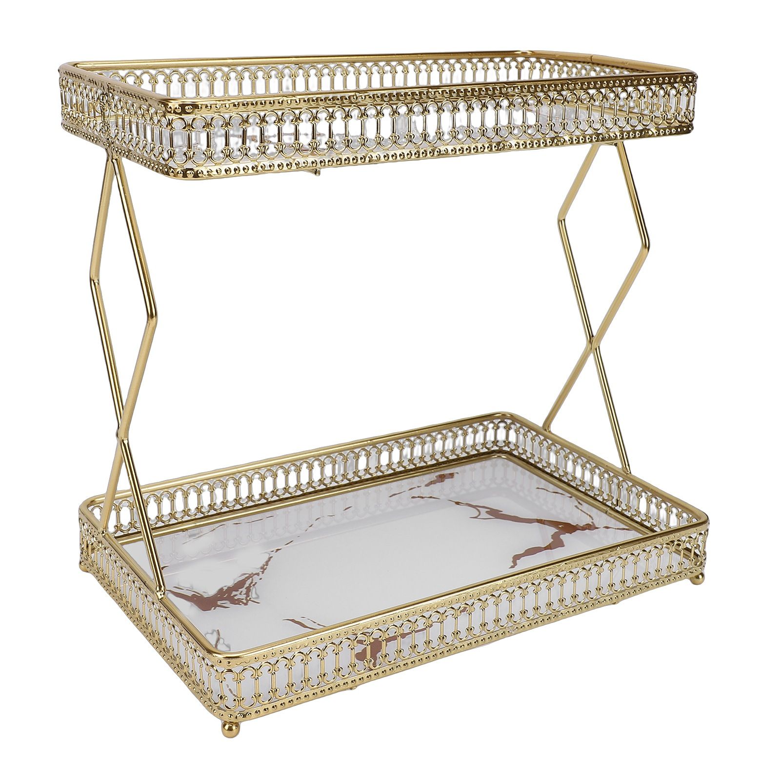 Bathroom Countertop Storage Shelf Space Saving Iron Glass 2 Tier Countertop view 10