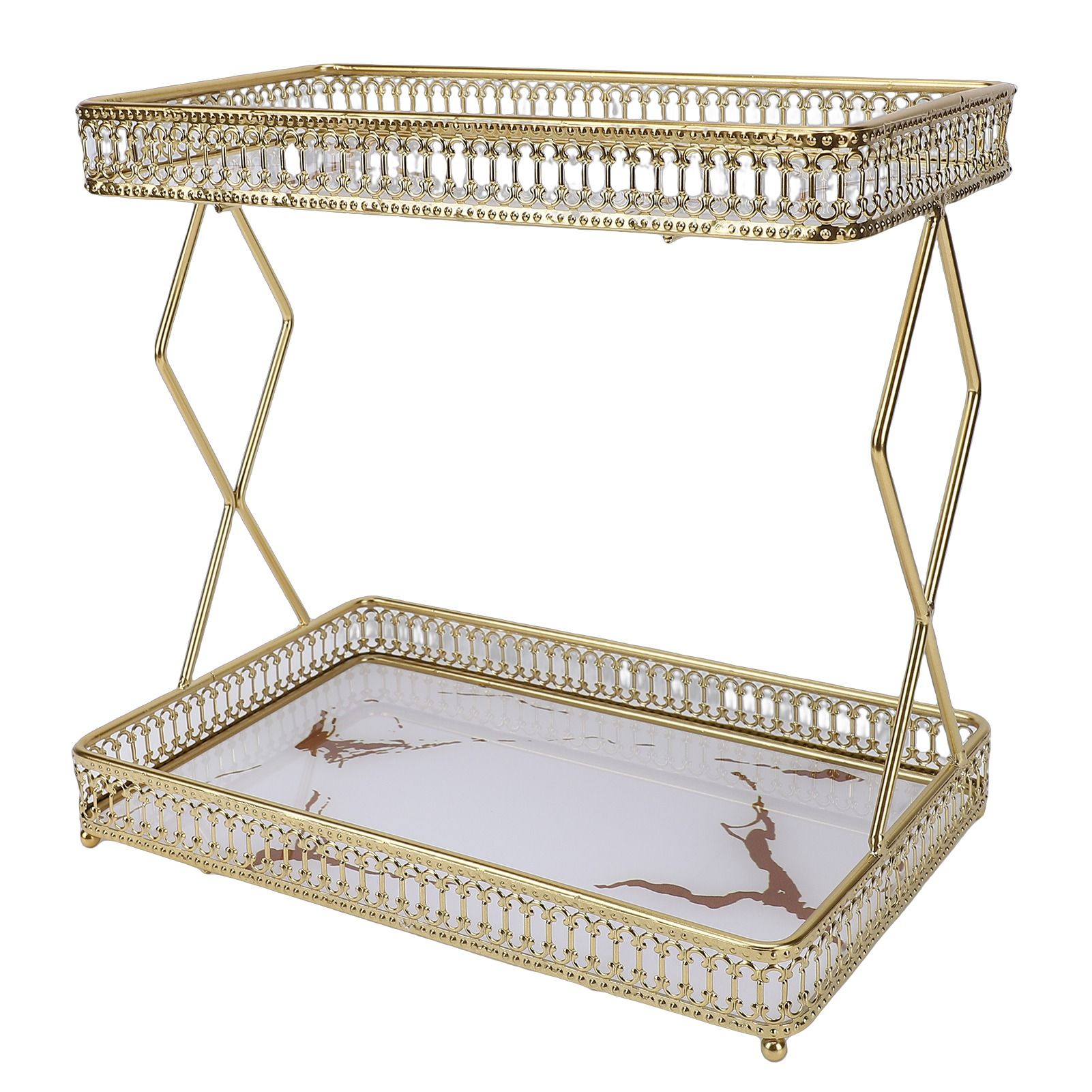 Bathroom Countertop Storage Shelf Space Saving Iron Glass 2 Tier Countertop view 11