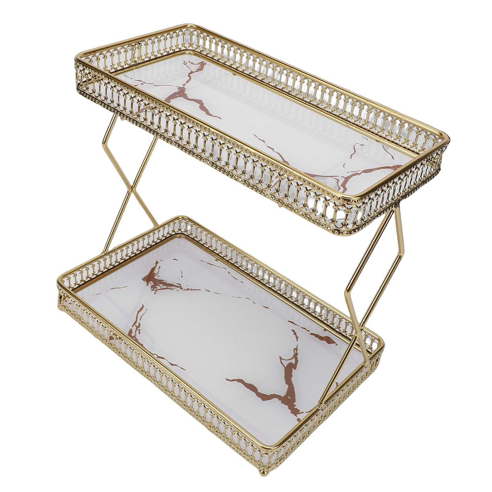 Bathroom Countertop Storage Shelf Space Saving Iron Glass 2 Tier Countertop view 12