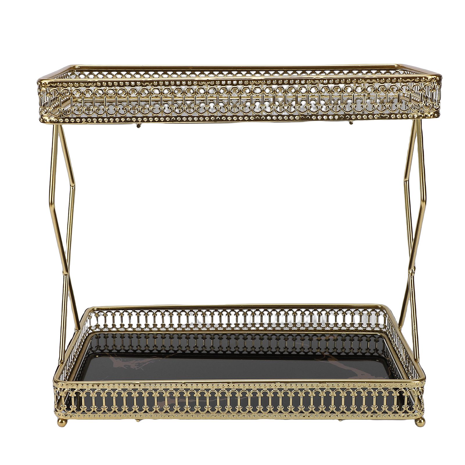 Bathroom Countertop Storage Shelf Space Saving Iron Glass 2 Tier Countertop view 3