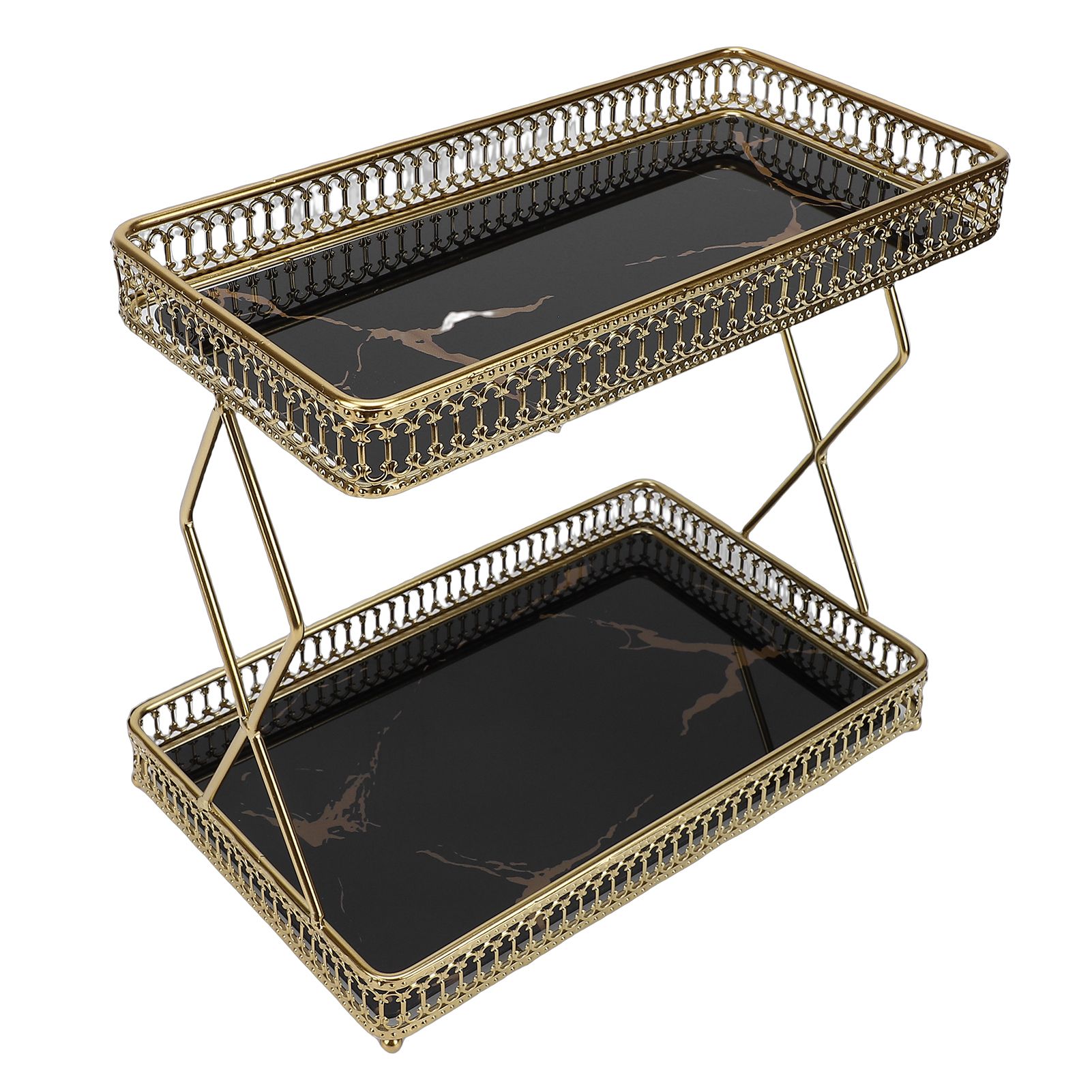 Bathroom Countertop Storage Shelf Space Saving Iron Glass 2 Tier Countertop view 4