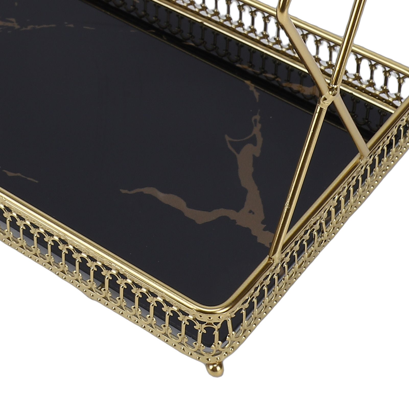 Bathroom Countertop Storage Shelf Space Saving Iron Glass 2 Tier Countertop view 5