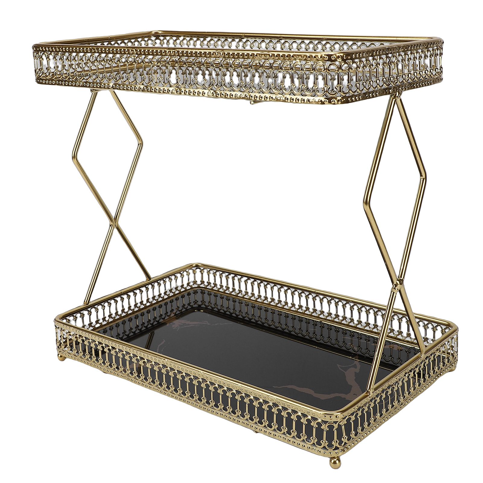 Bathroom Countertop Storage Shelf Space Saving Iron Glass 2 Tier Countertop view 6