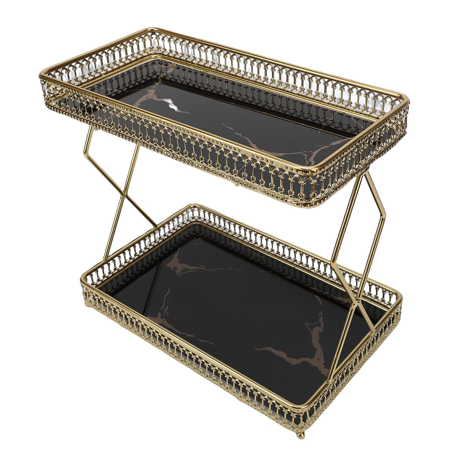 Bathroom Countertop Storage Shelf Space Saving Iron Glass 2 Tier Countertop view 8