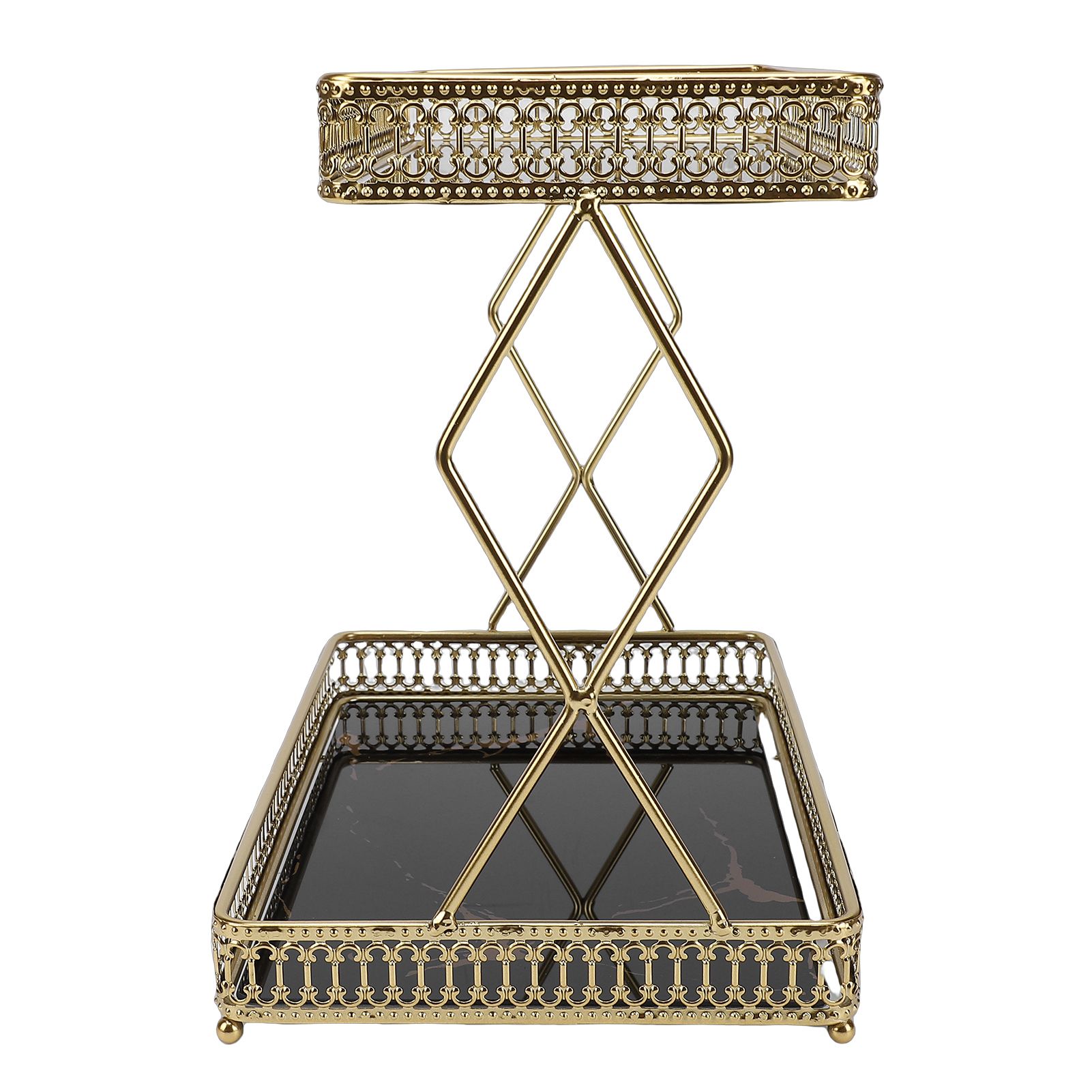 Bathroom Countertop Storage Shelf Space Saving Iron Glass 2 Tier Countertop view 9