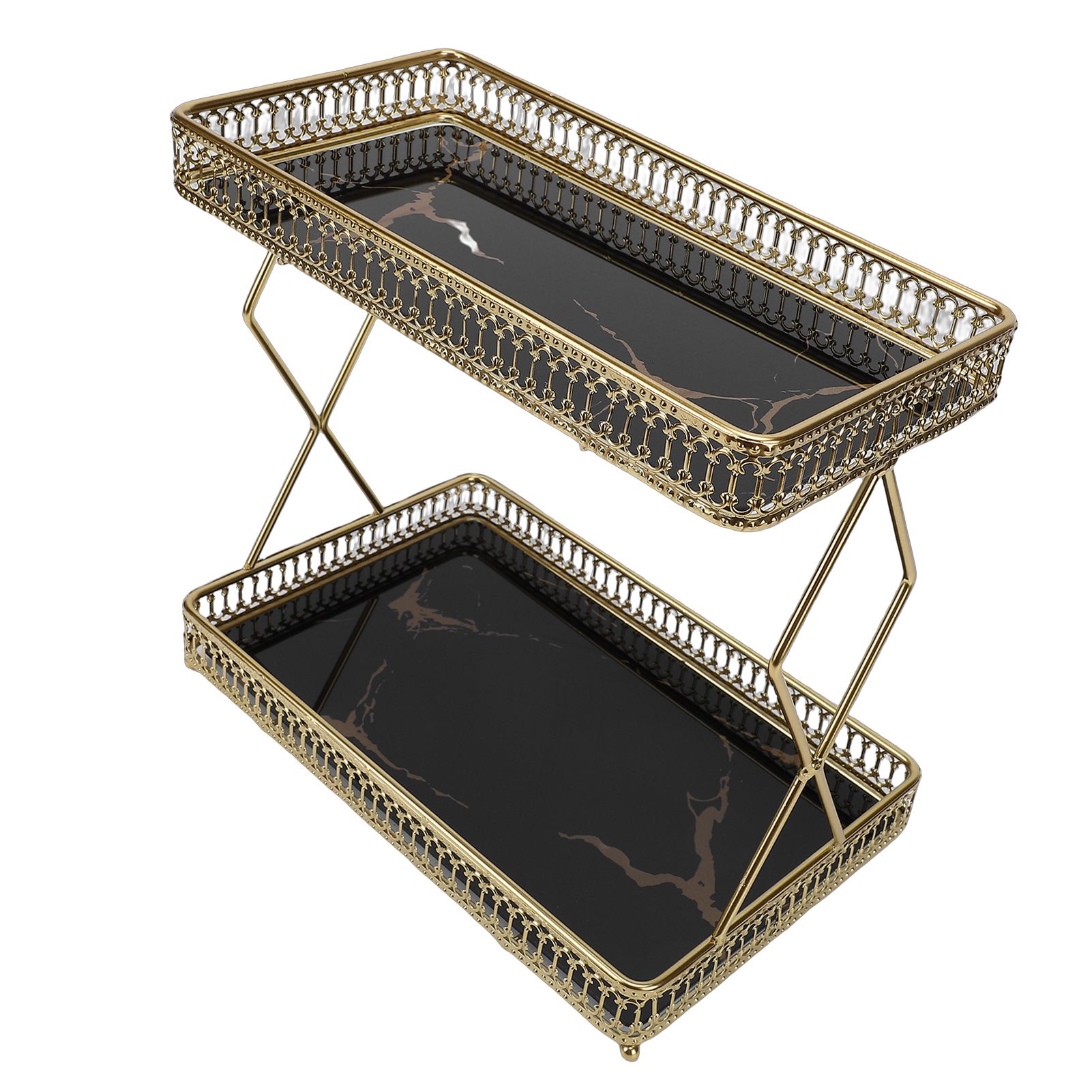 Bathroom Countertop Storage Shelf Space Saving Iron Glass 2 Tier Countertop view 12