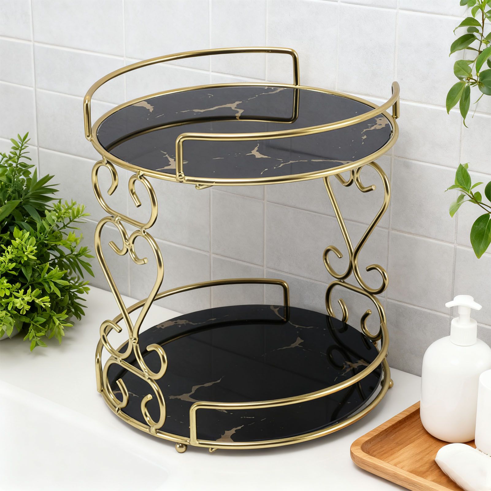 Cosmetic Storage Rack 2 Tier Makeup Organizer Shelf Bathroom Vanity Tray view 11