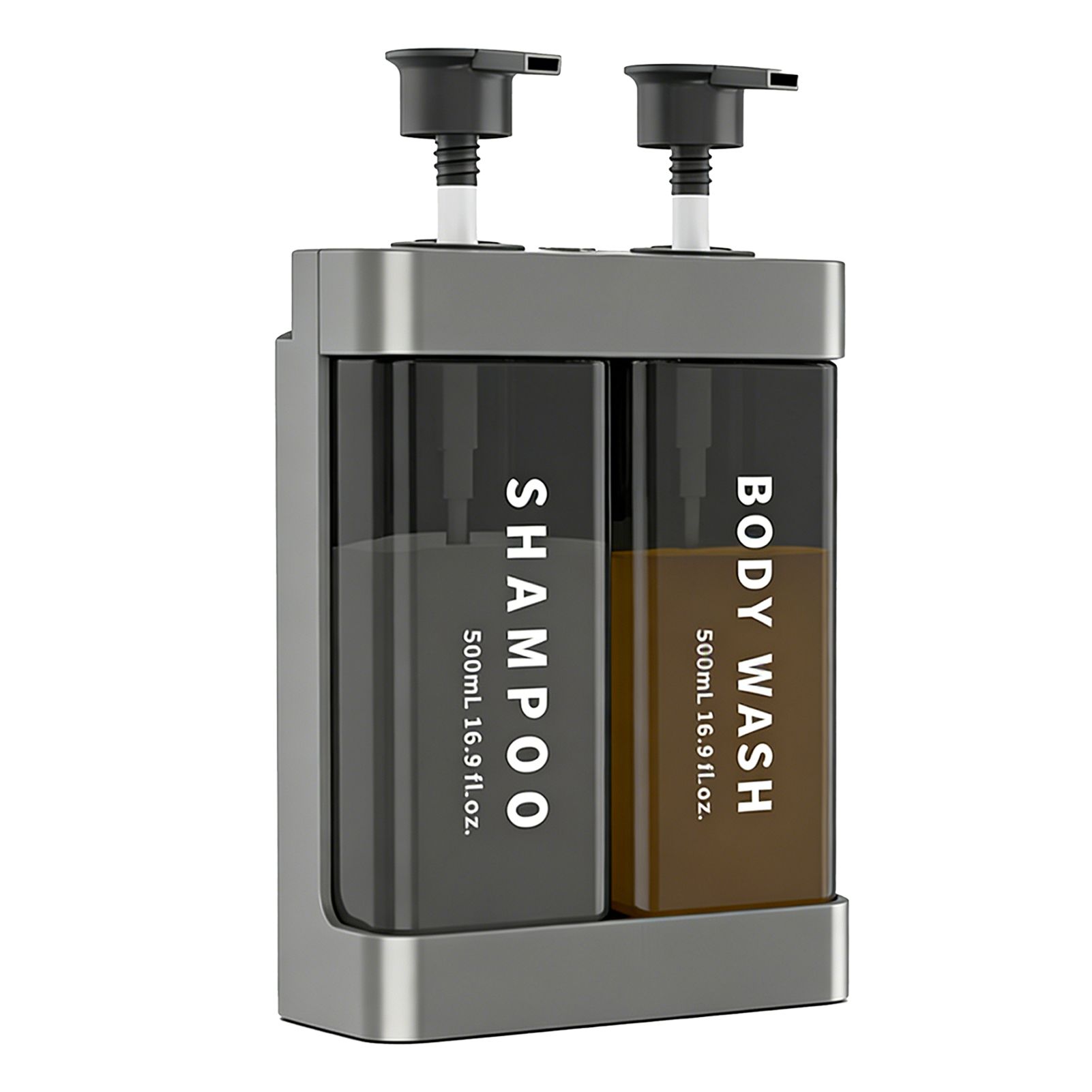 Shower Soap Dispenser 2 Chamber 2x500ML Capacity Wall Mount Hand Soap