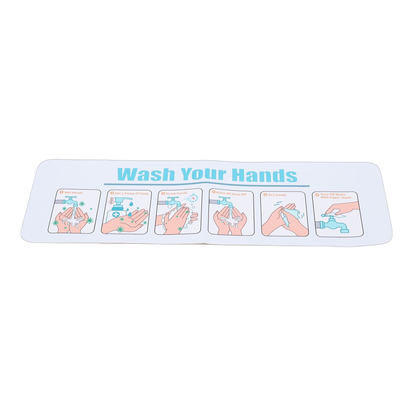 Hand Washing Instruction Sign 15x4.3 Inch Water Proof Adhesive Poster with view 3