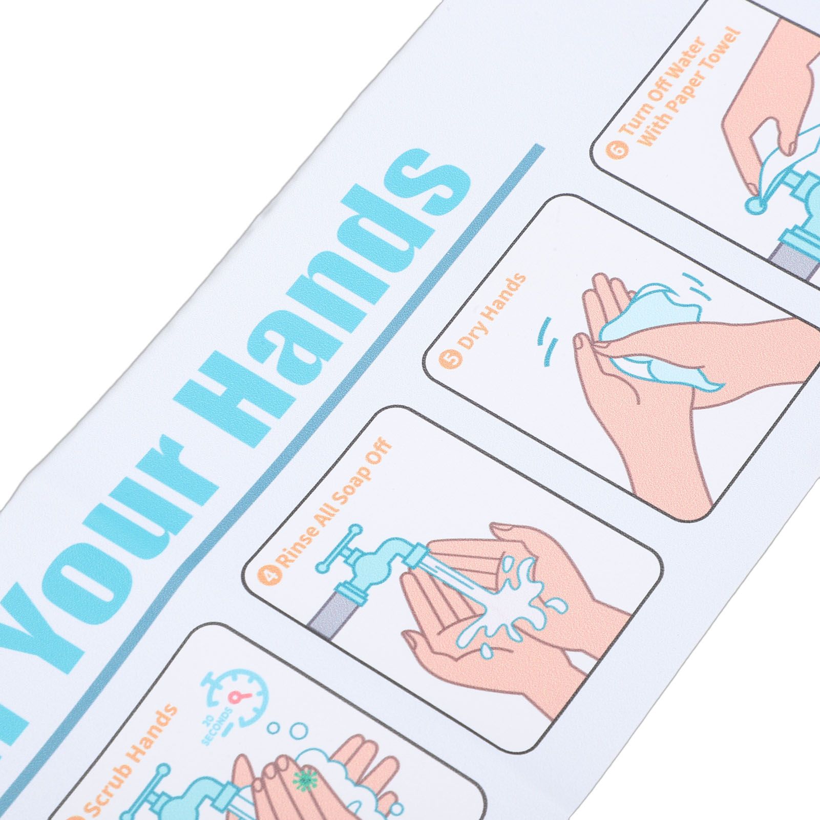 Hand Washing Instruction Sign 15x4.3 Inch Water Proof Adhesive Poster with view 5