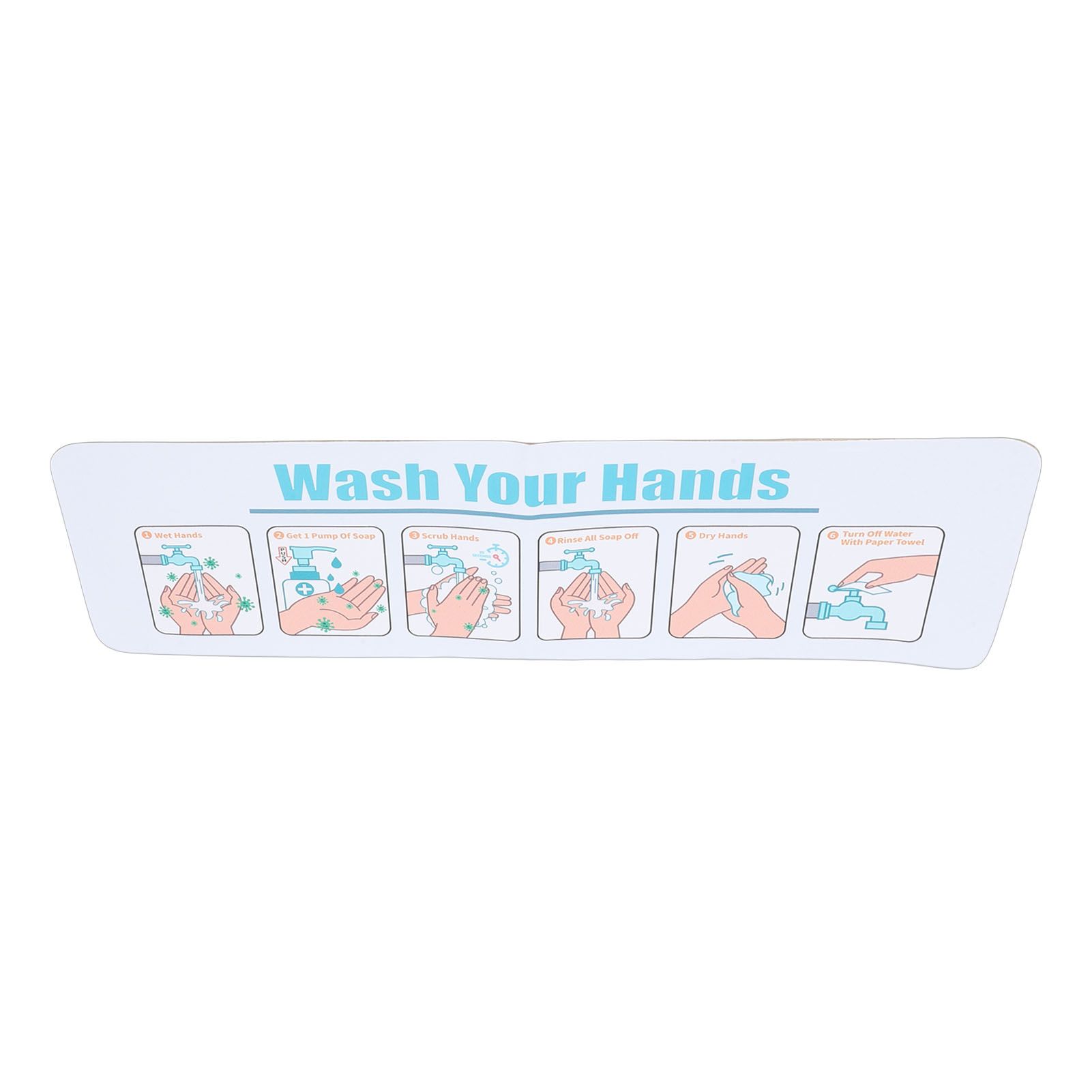 Hand Washing Instruction Sign 15x4.3 Inch Water Proof Adhesive Poster with view 7
