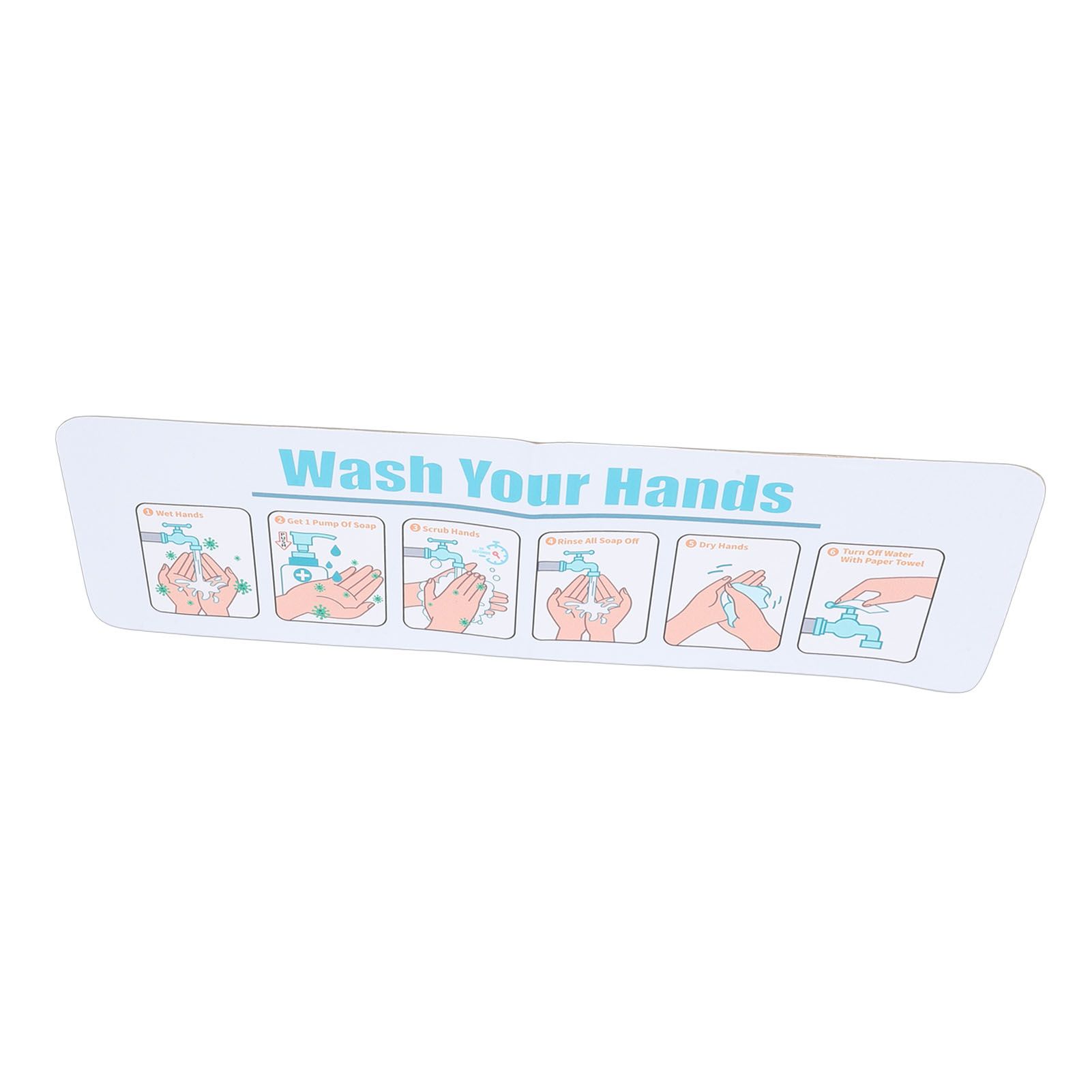 Hand Washing Instruction Sign 15x4.3 Inch Water Proof Adhesive Poster with view 8