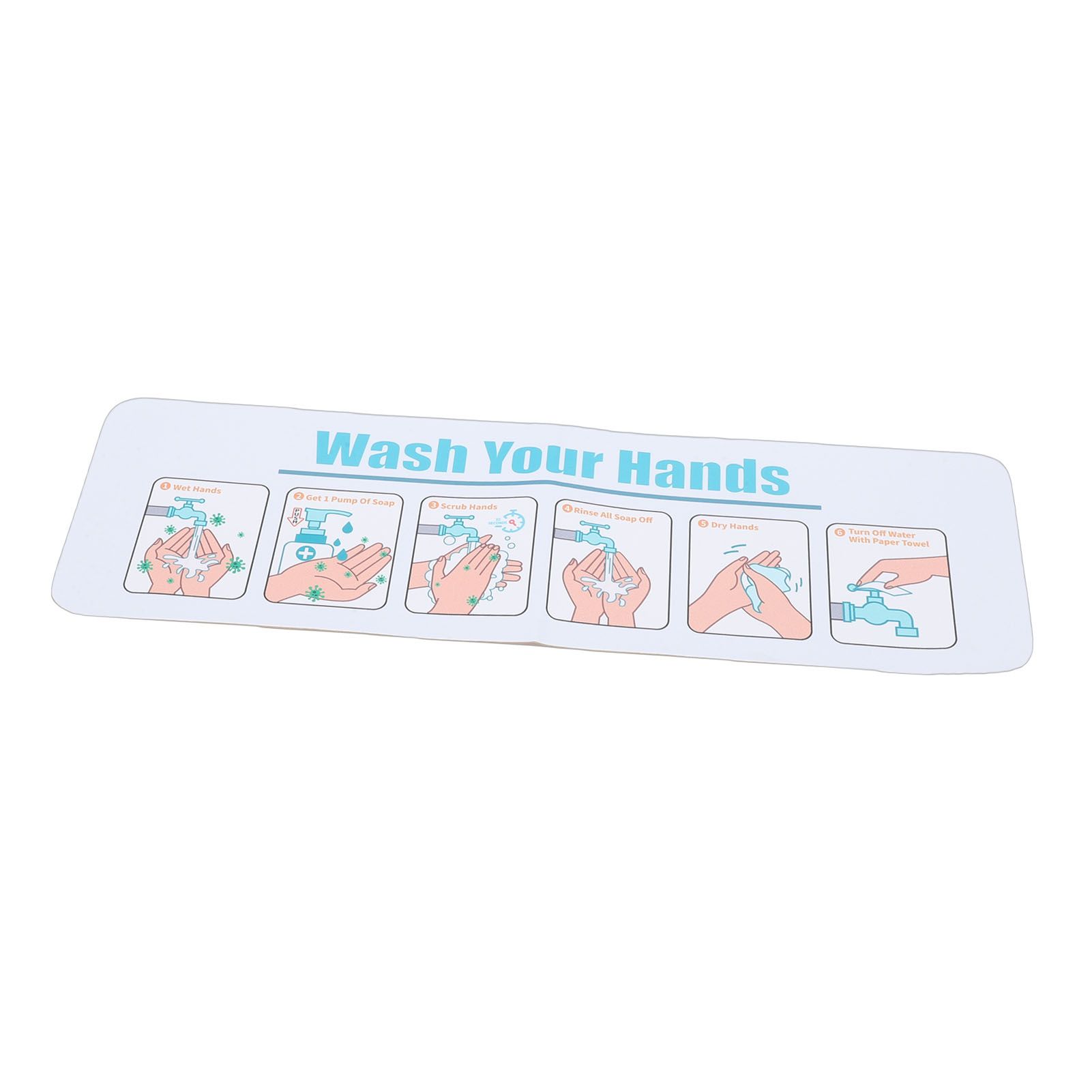 Hand Washing Instruction Sign 15x4.3 Inch Water Proof Adhesive Poster with view 9