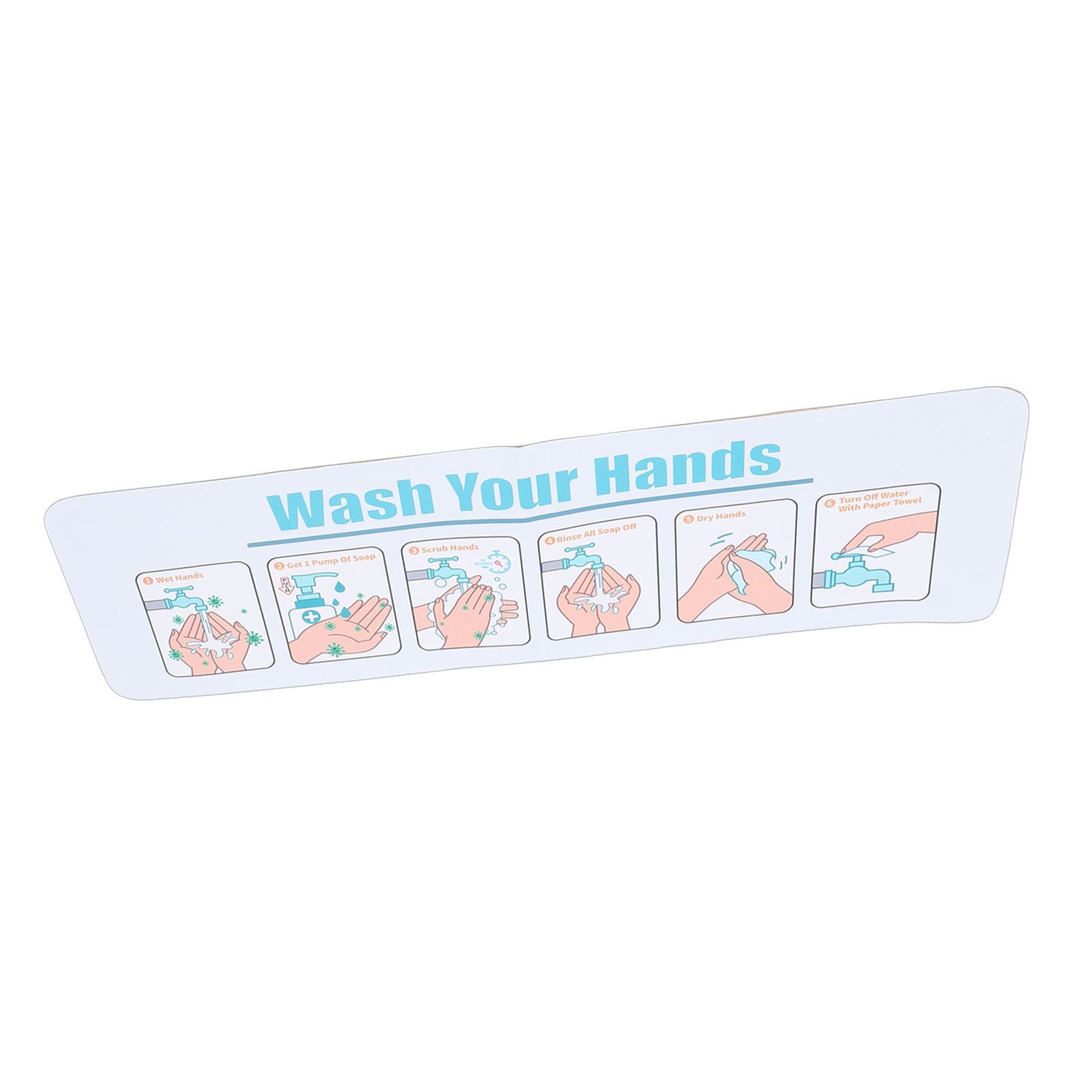 Hand Washing Instruction Sign 15x4.3 Inch Water Proof Adhesive Poster with view 10