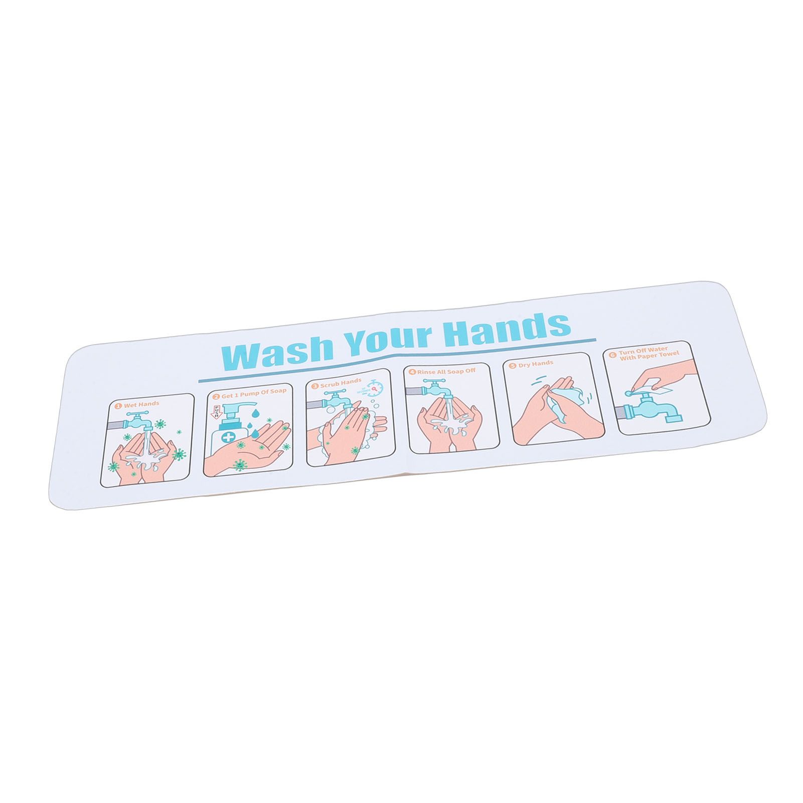 Hand Washing Instruction Sign 15x4.3 Inch Water Proof Adhesive Poster with view 11