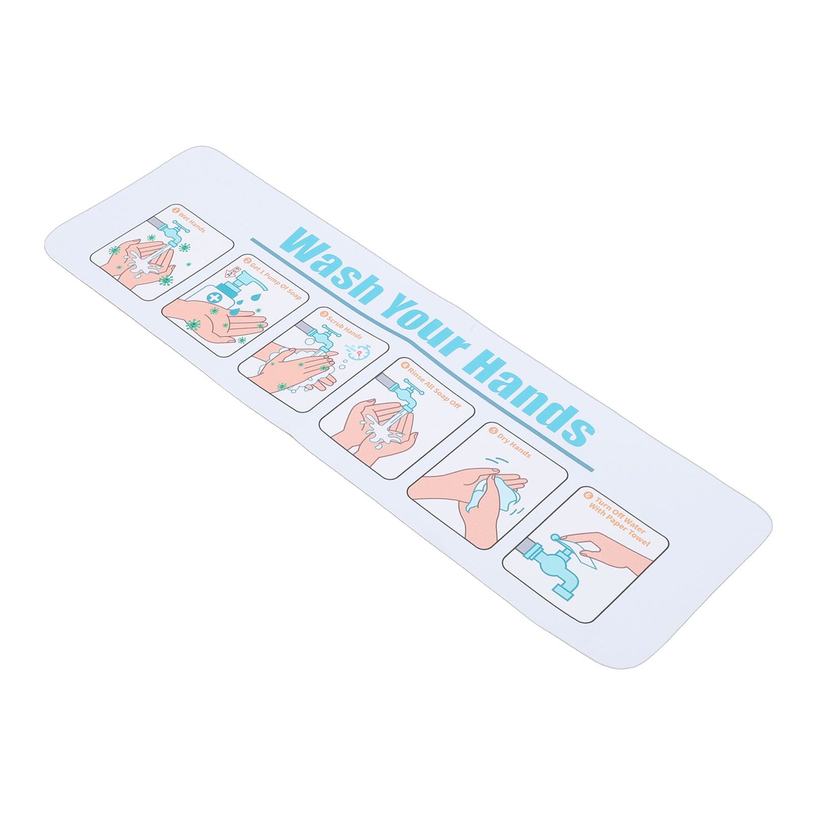 Hand Washing Instruction Sign 15x4.3 Inch Water Proof Adhesive Poster with view 12