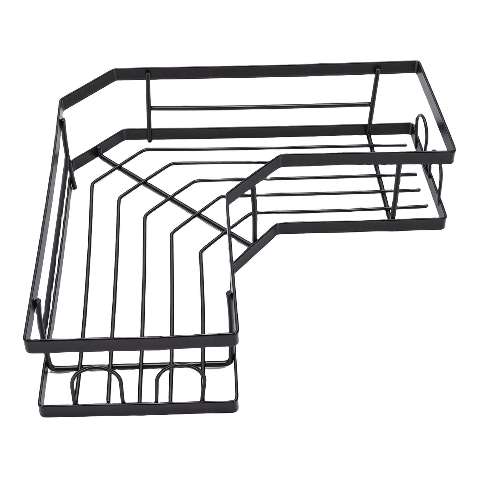 2PCS Corner Shower Shelf Adhesive Wall Mounted Shower Storage Rack with Hooks — image 1