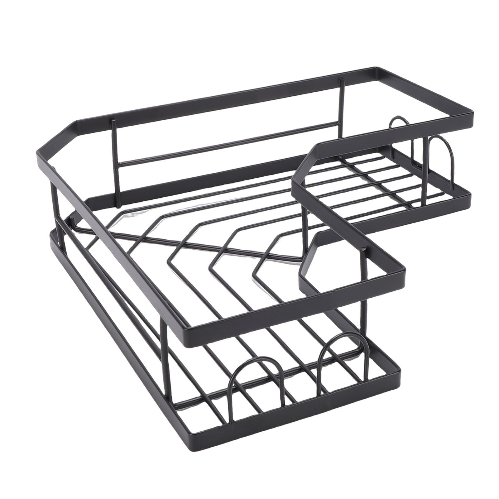 2PCS Corner Shower Shelf Adhesive Wall Mounted Shower Storage Rack with Hooks view 6